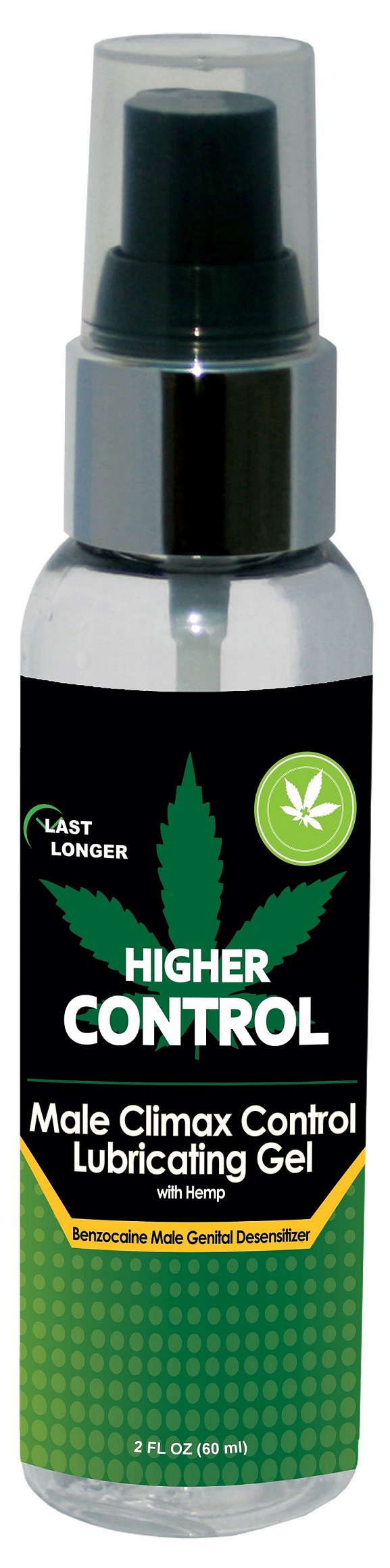 Body Action - Higher Control Male Climax Control Lubricating Gel With Hemp - 2 Fl. Oz. / 60 ml - Lubricants, Creams & Glides