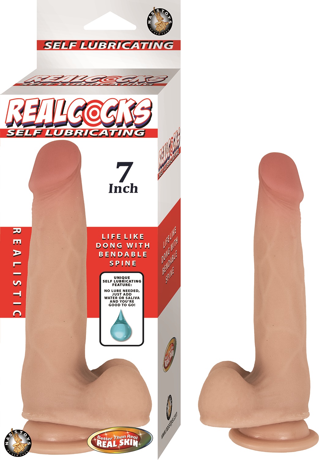 Nasstoys - Realcocks Self Lubricating Dong - 7 Inch - Flesh - Dildos