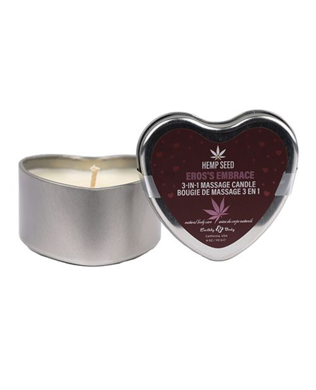 Earthly Body - Hemp Seed 3-in-1 Valentines Day Candle - Ero's Embrace 4 Oz - Candles