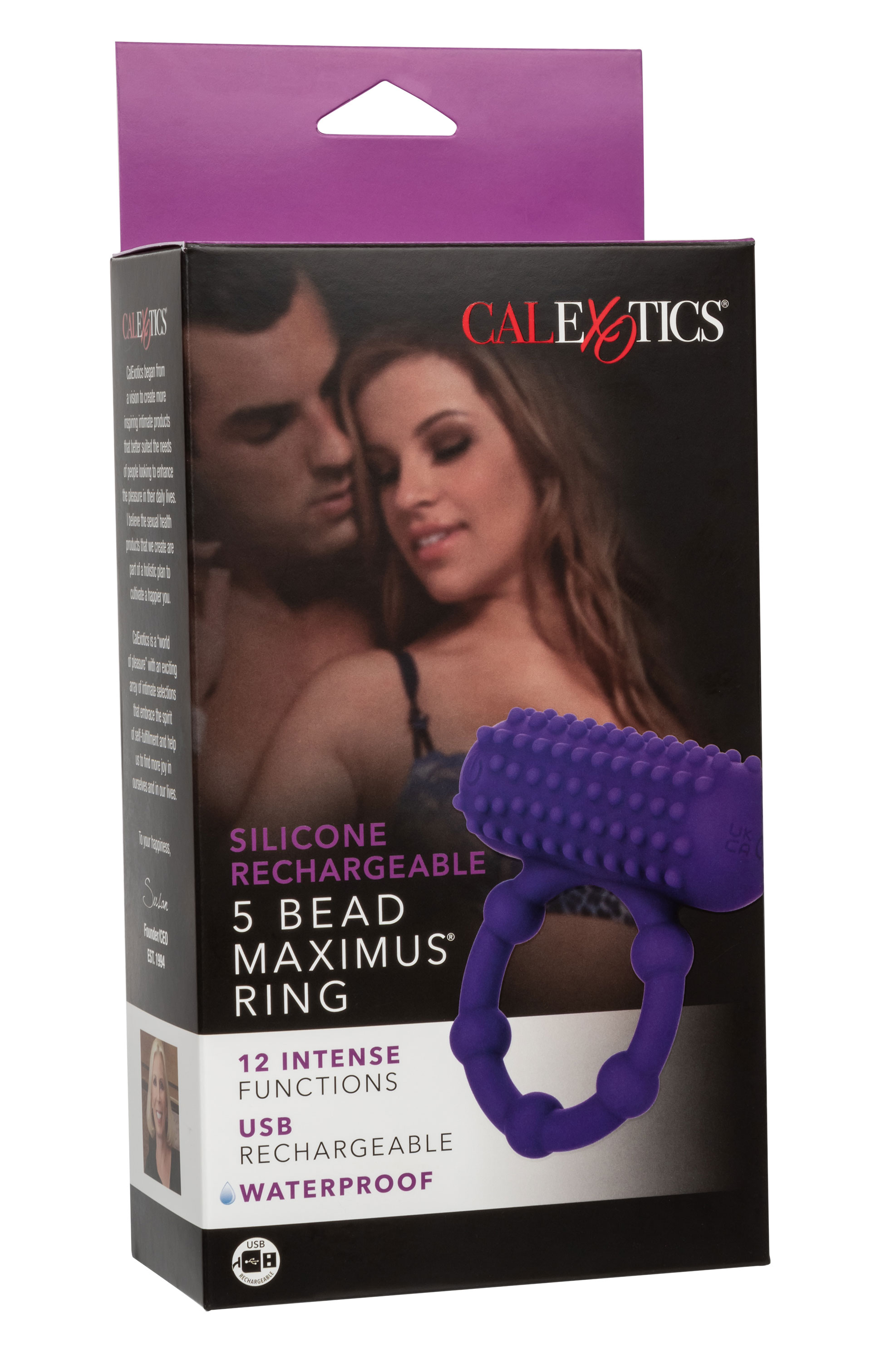 CalExotics - Silicone Rechargeable 5 Bead Maximus Ring - Purple - Cockrings