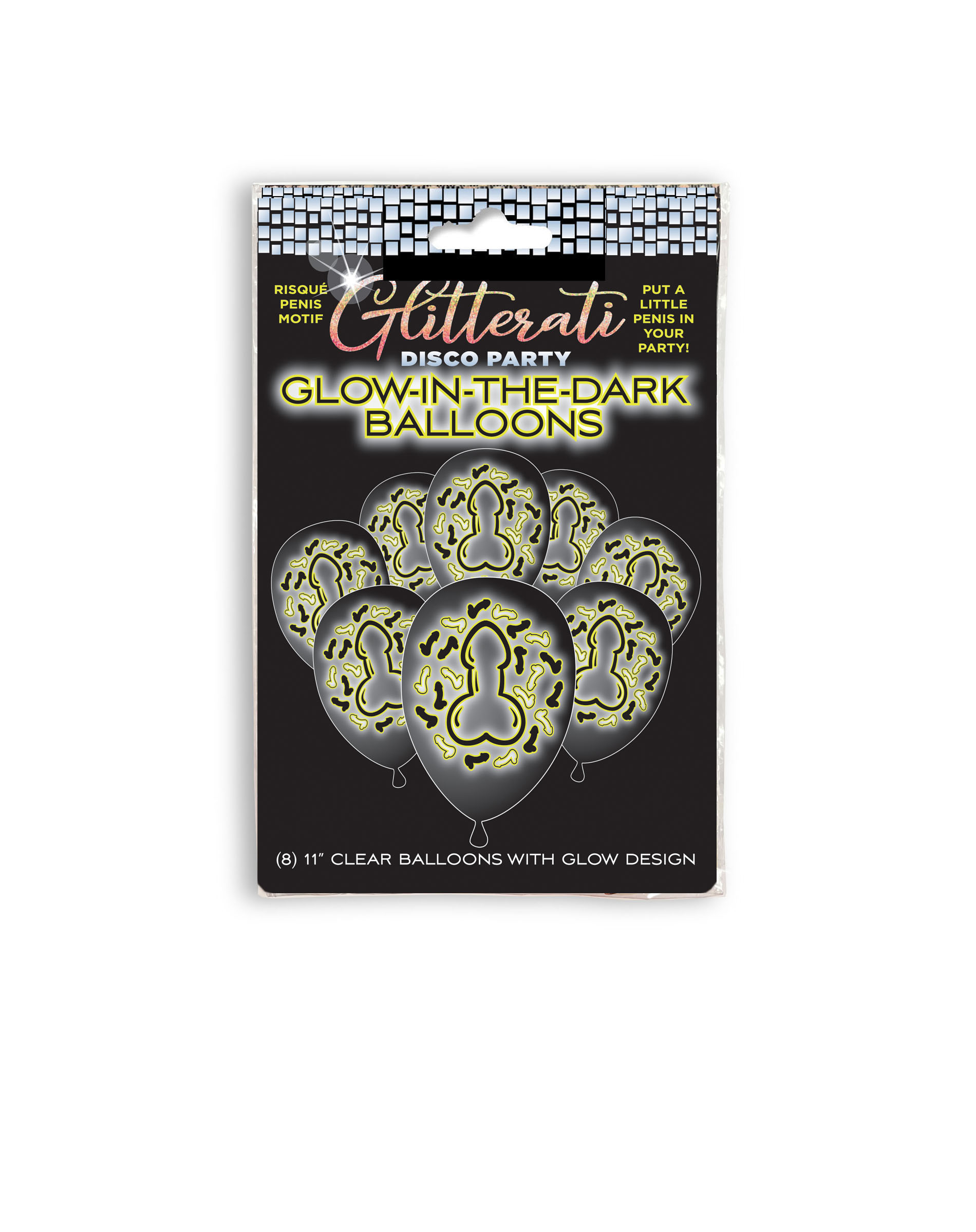 Little Genie - Glitterati Disco Penis Glow Balloons - Gag Gifts & Novelties