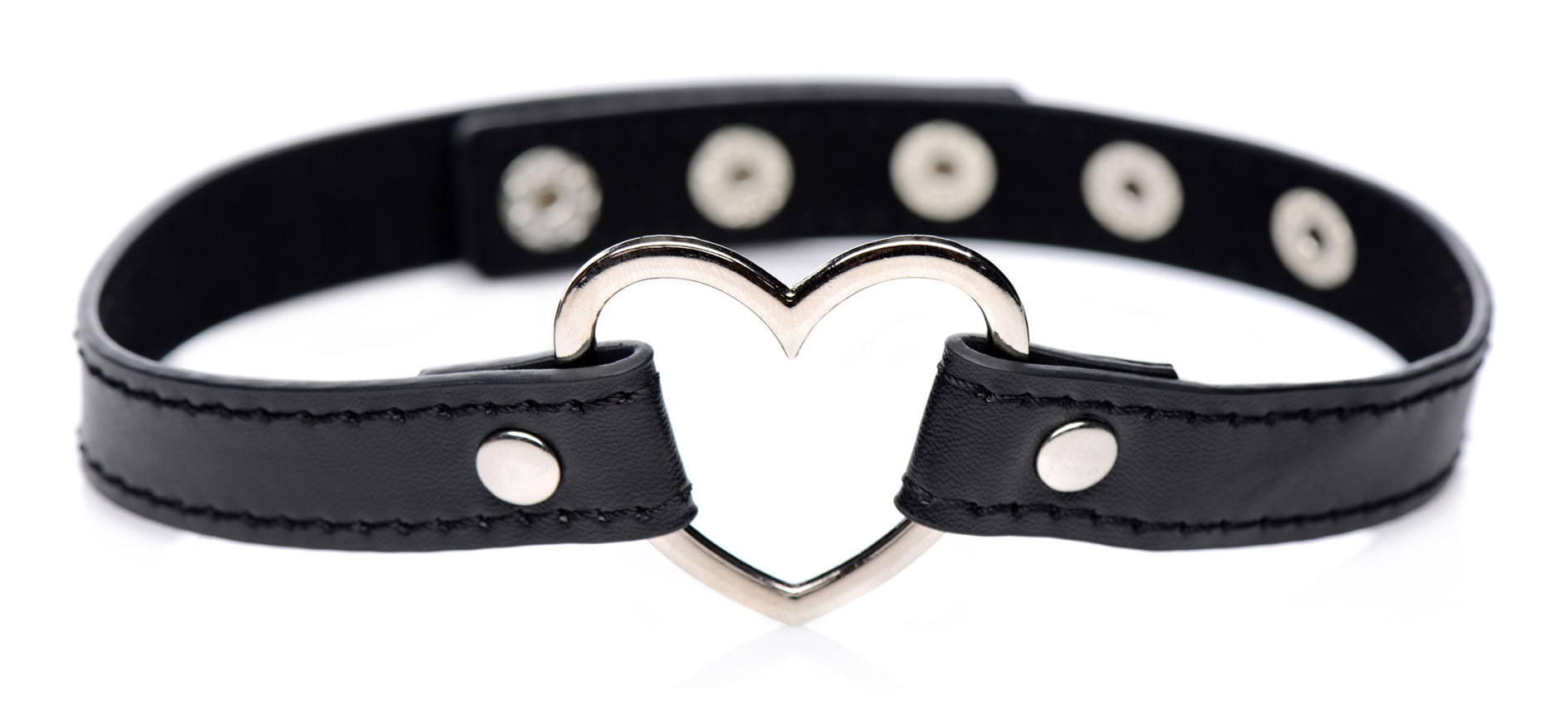 XR Brands - Master Series Dark Heart Chrome Heart Choker Black - Bondage & Fetish Toys - Polyurethane