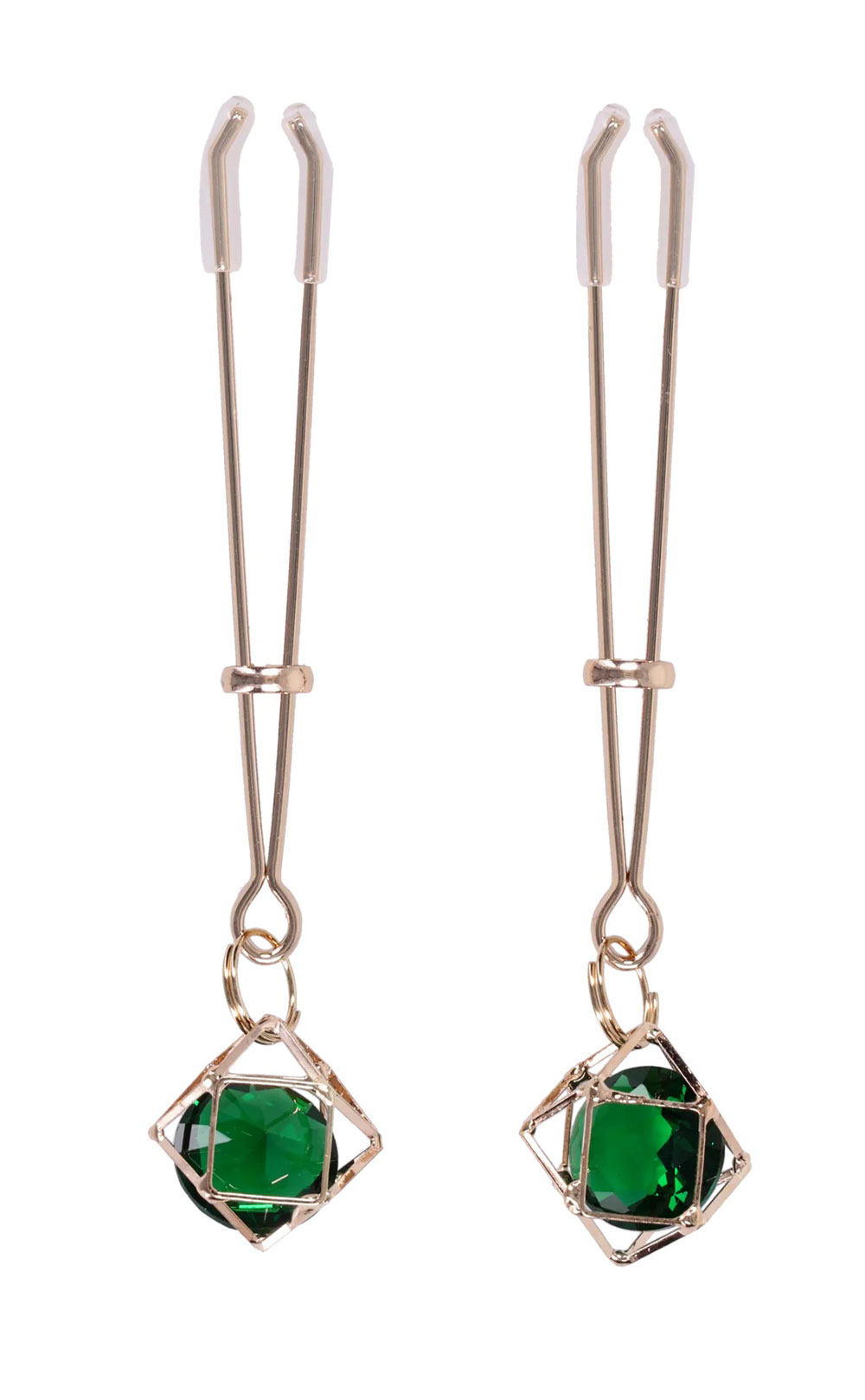 Sportsheets - Indica Crystal Nipple Clips - Green - Bondage & Fetish Toys