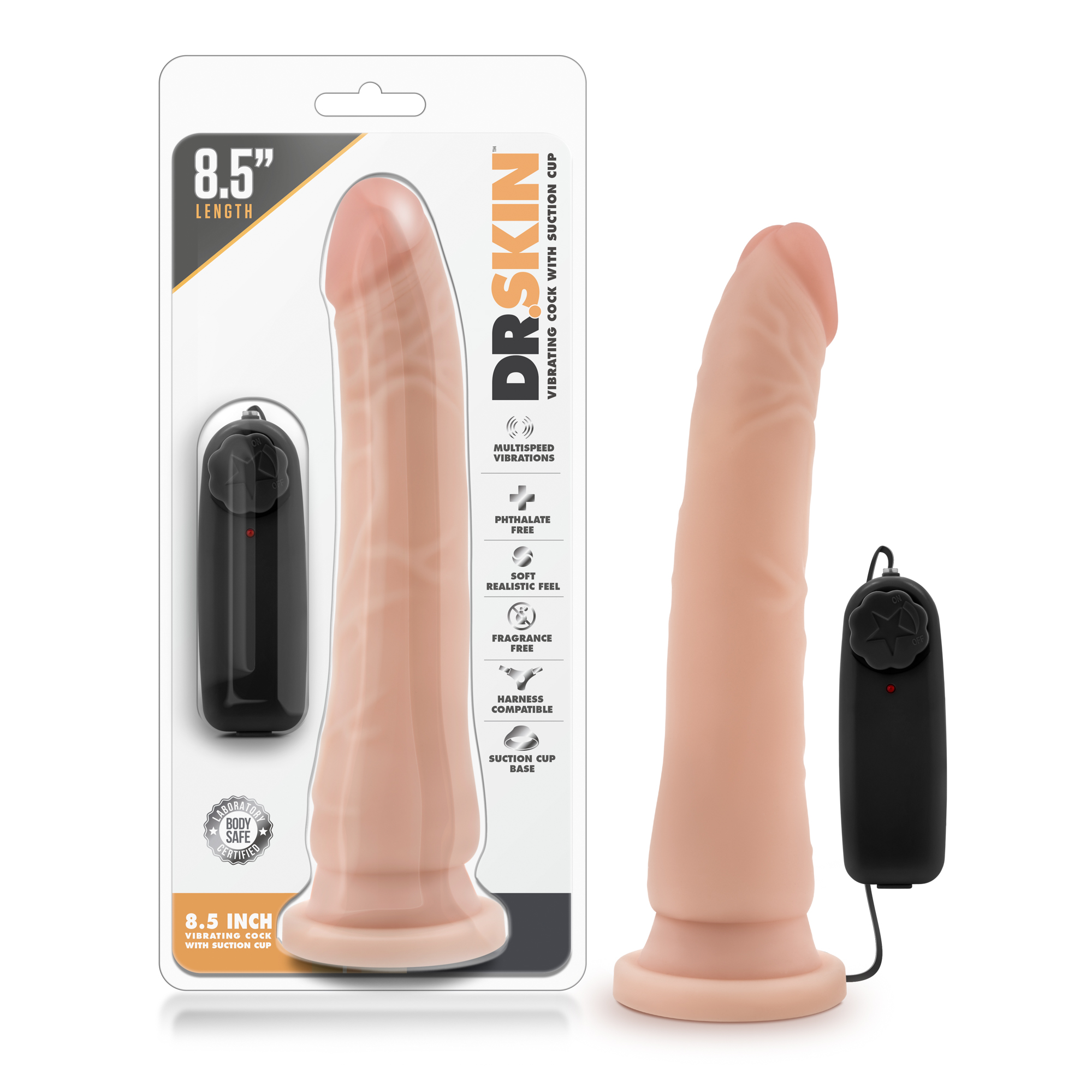 Blush - Dr. Skin - 8.5 Inch Vibrating Realistic Cock With Suction Cup - Vanilla - Dildos