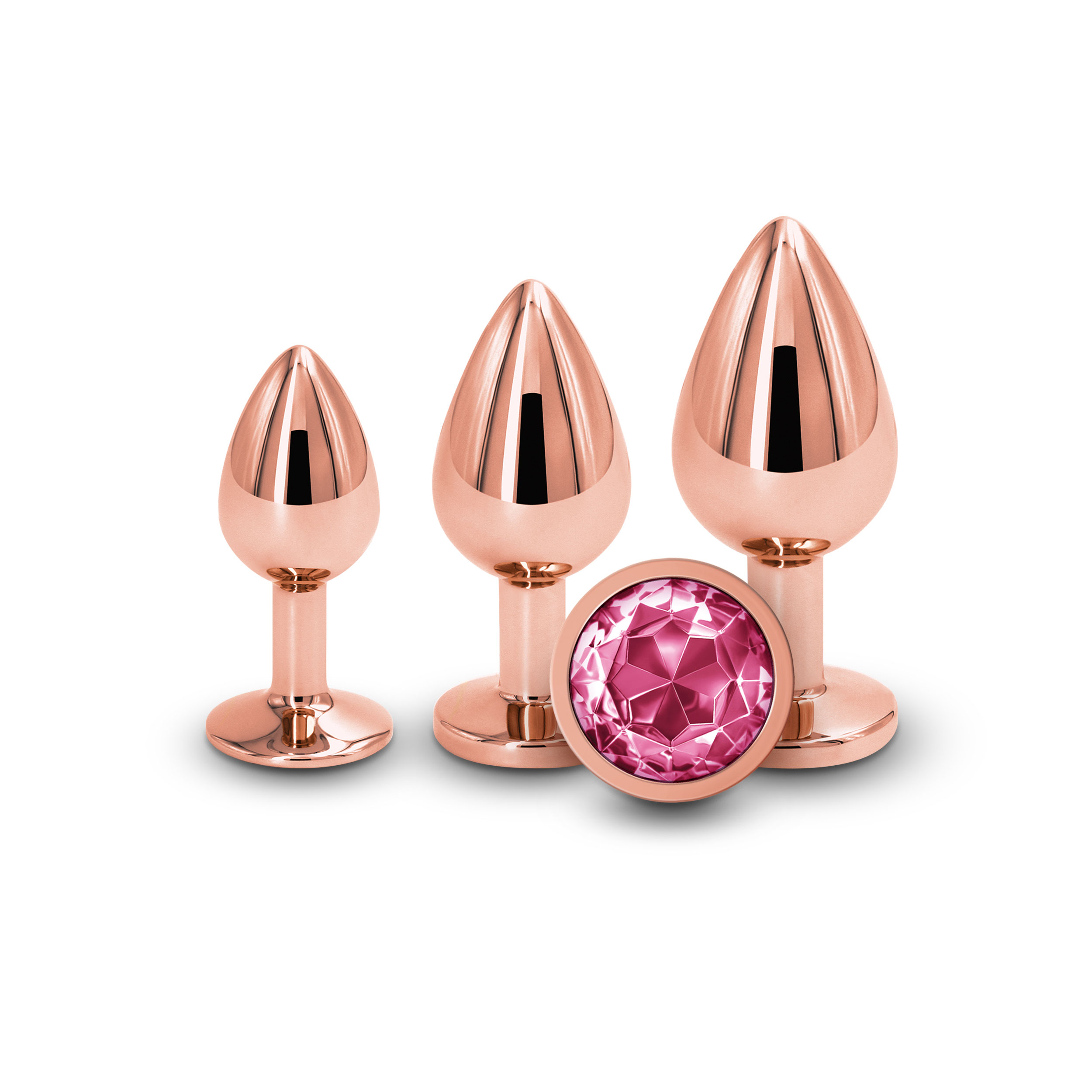 NS Novelties - Rear Assets 3-Piece Metal Plug Kit Rose Gold/Pink - Anal Toys & Stimulators - Metal