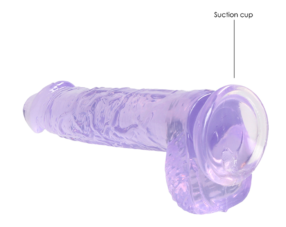 Shots - RealRock Crystal Clear Realistic 6 in. Dildo With Balls and Suction Cup - Dildos - TPE/TPR/Elastomers