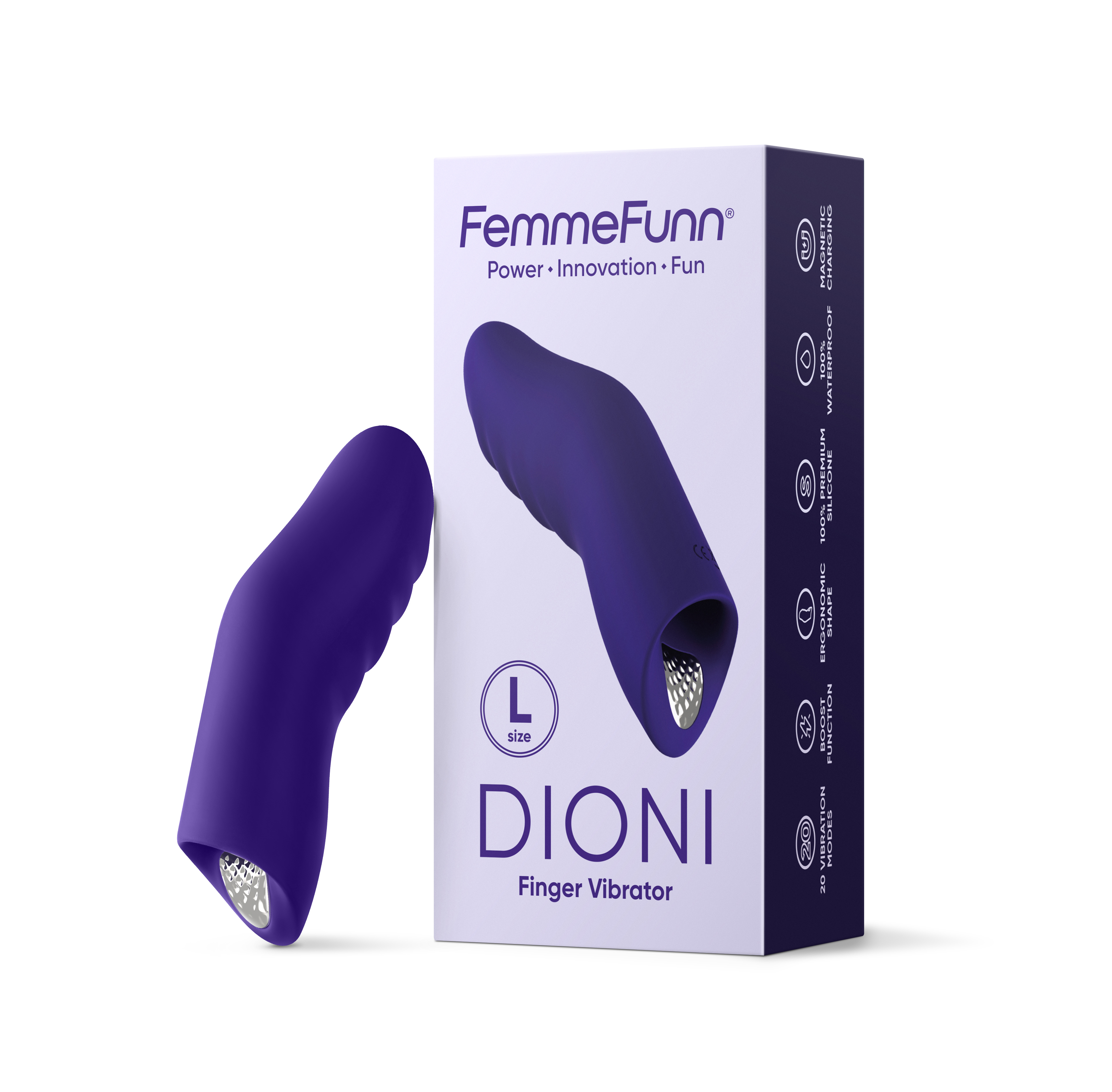 FemmeFunn - FemmeFunn Dioni Rechargeable Silicone Finger Vibrator Large Dark Purple - Vibrators - Silicone
