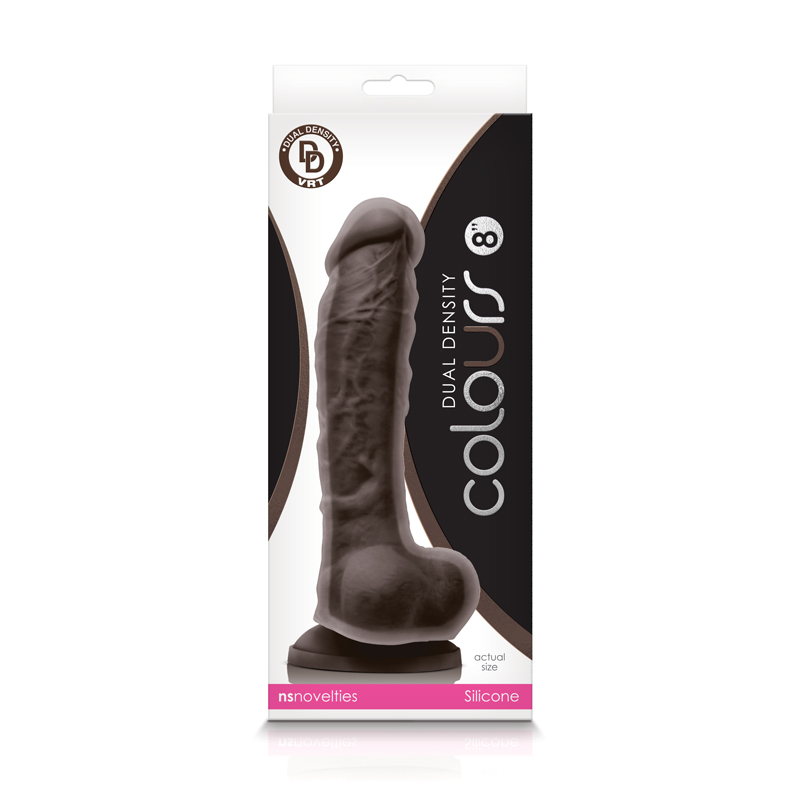 NS Novelties - Colours Dual Density 8 in. Dildo Dark Brown - Dildos - Silicone