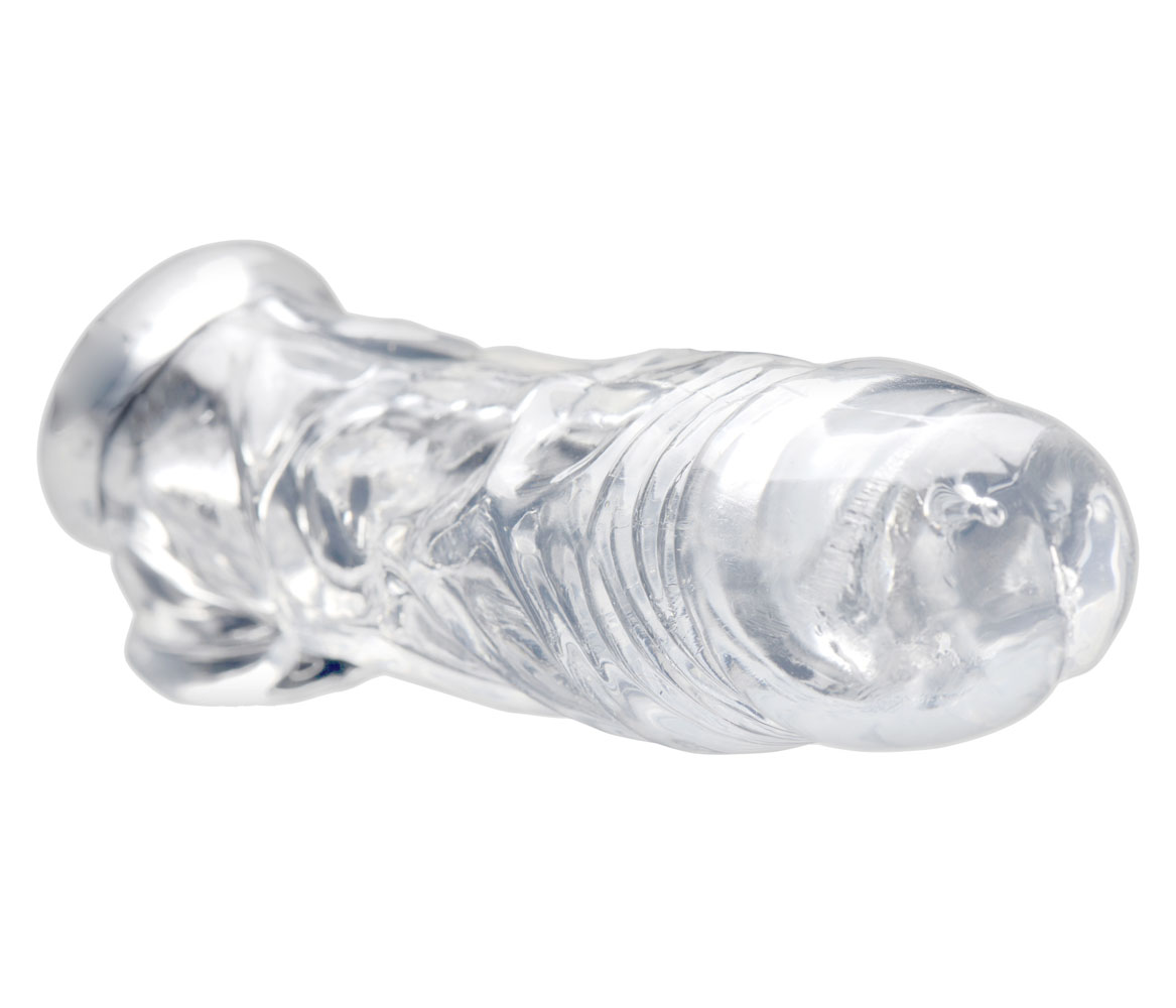 XR Brands - Realistic Clear Penis Enhancer and Ball Stretcher - Cockrings