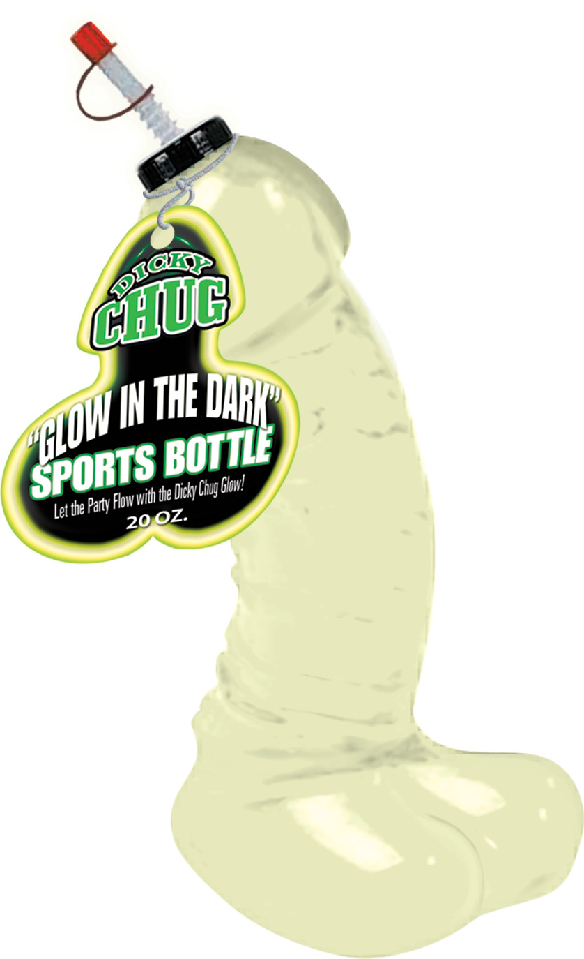 Hott Products - Dicky Chug Sports Bottle - Glow-in-the-Dark - Bachelor & Bachelorette Items