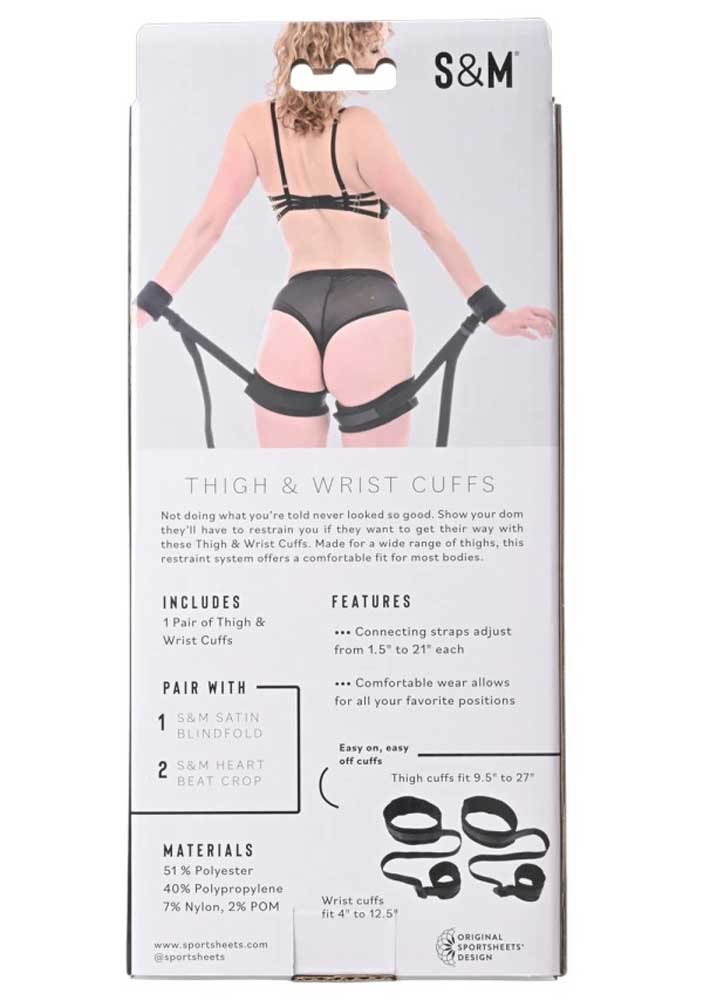 Sportsheets - Sportsheets Sex & Mischief Brat Thigh & Wrist Cuffs - Bondage & Fetish Toys - Polyester