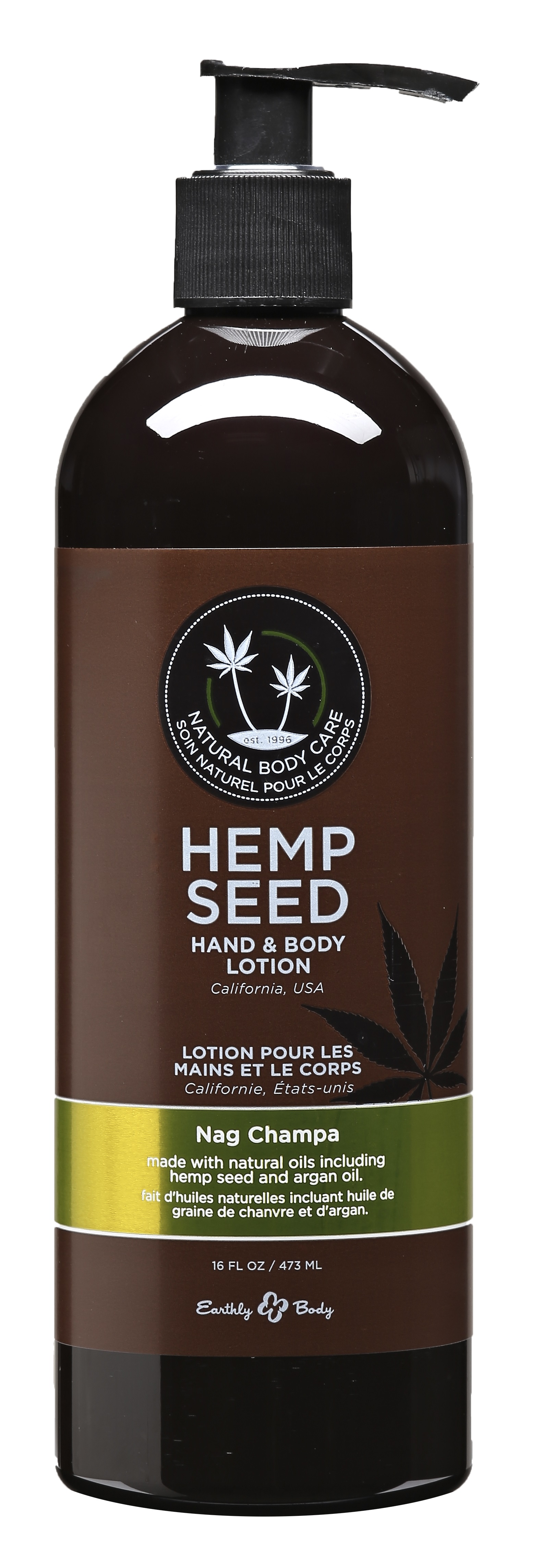 Earthly Body - Hemp Seed Hand and Body Lotion - 16 Fl. Oz. - Nag Champa - Bath & Body