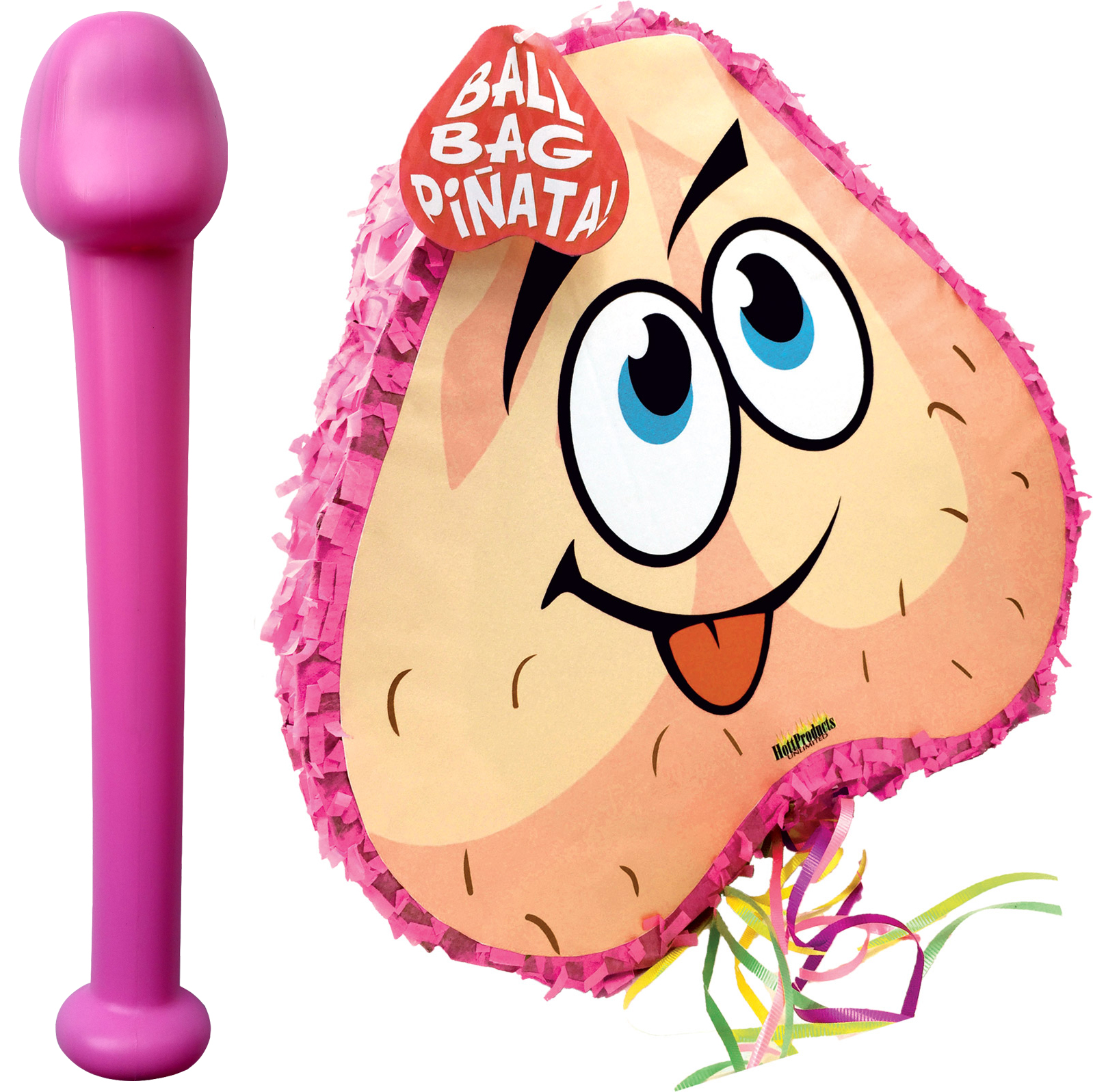 Hott Products - Pink Pecker Bat & Ball Pinata Combo Pack - Novelties & Games