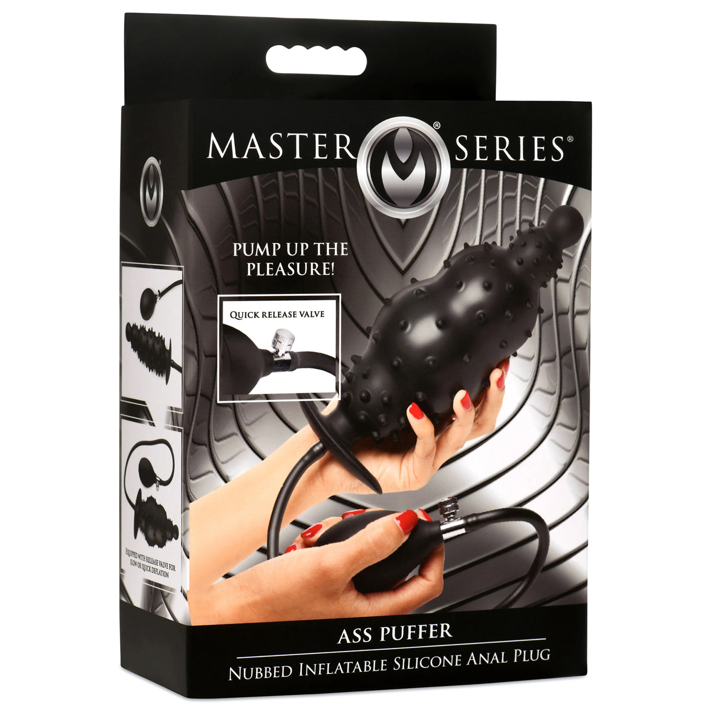 XR Brands - Ass Puffer Nubbed Inflatable Silicone Anal Plug - Black - Anal Toys & Stimulators