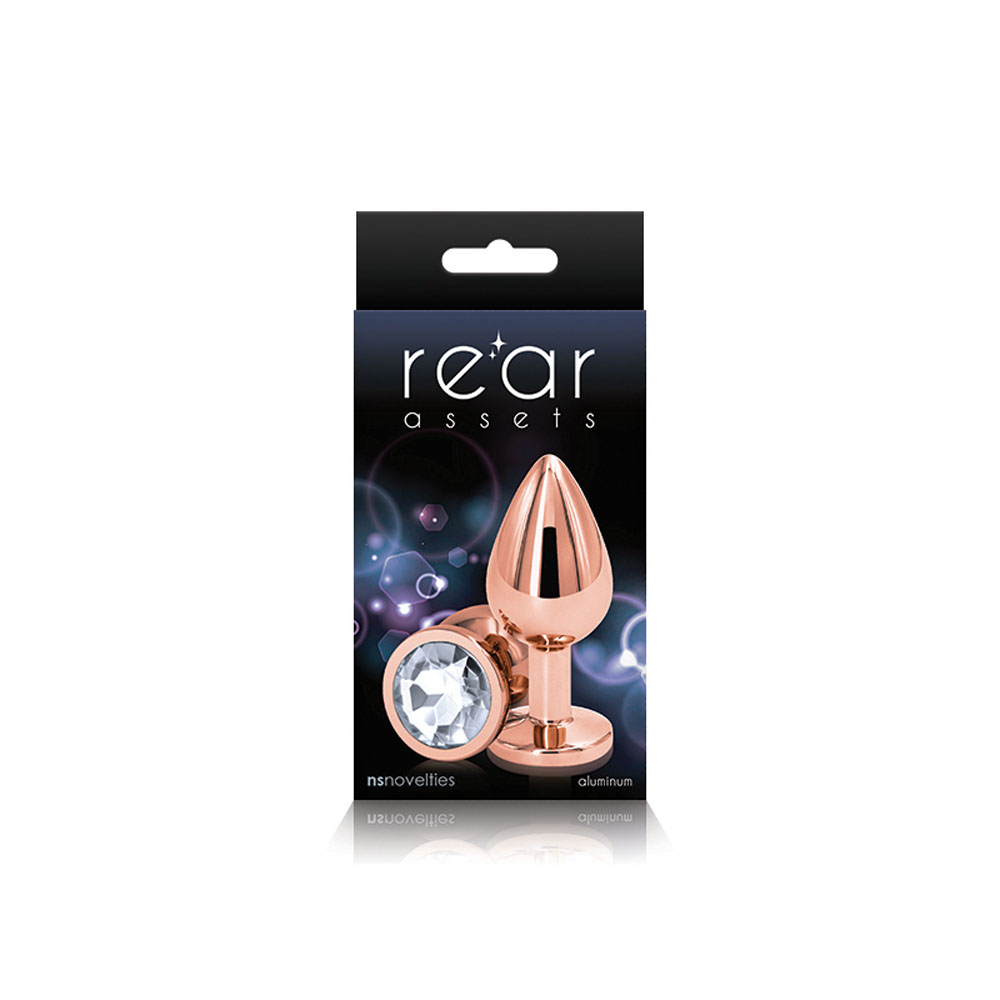 NS Novelties - Rear Assets Rose Gold Anal Plug Medium Clear - Anal Toys & Stimulators - Metal