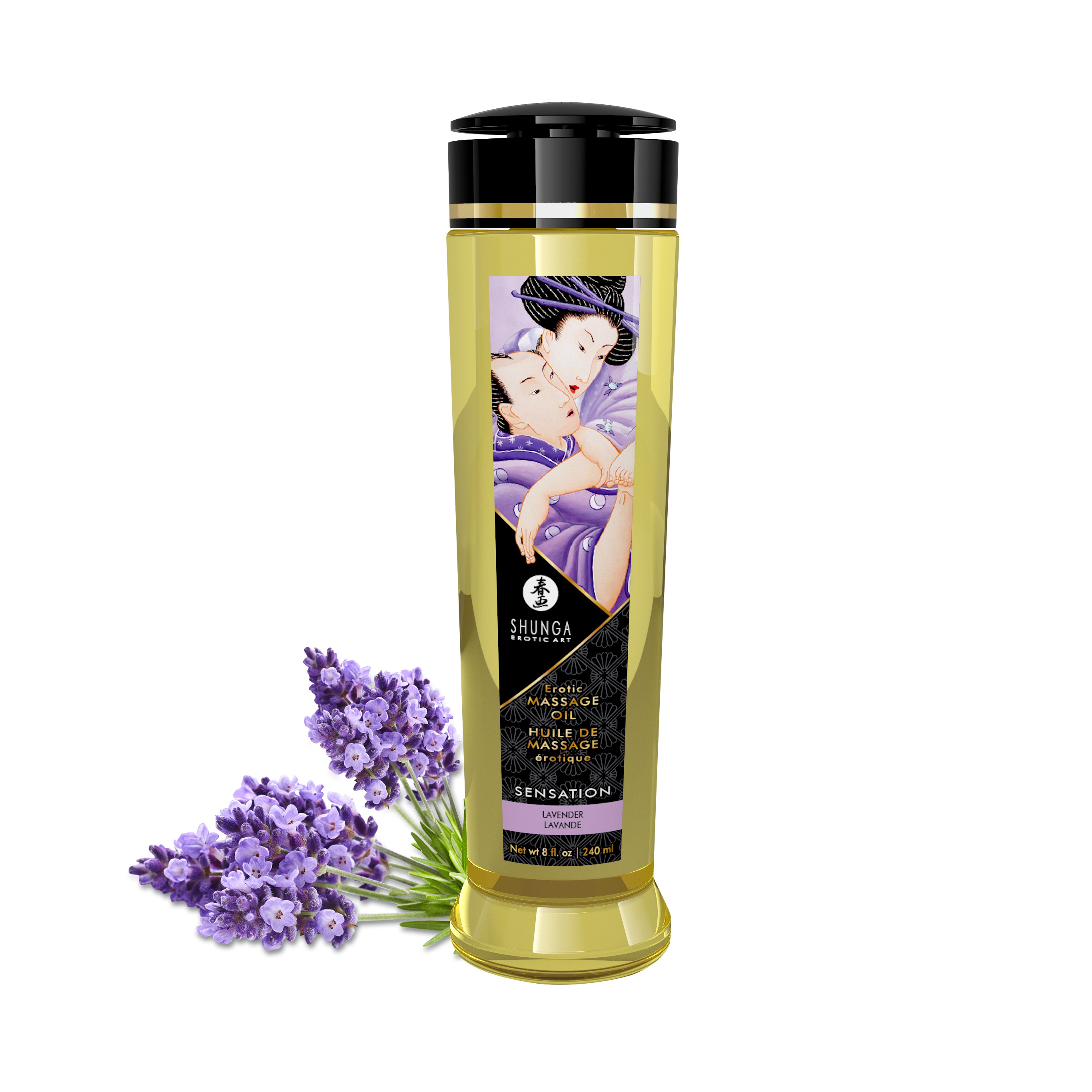 Shunga - Massage Oils - Sensation - 8 Fl. Oz. Lavender - Lubricants, Creams & Glides