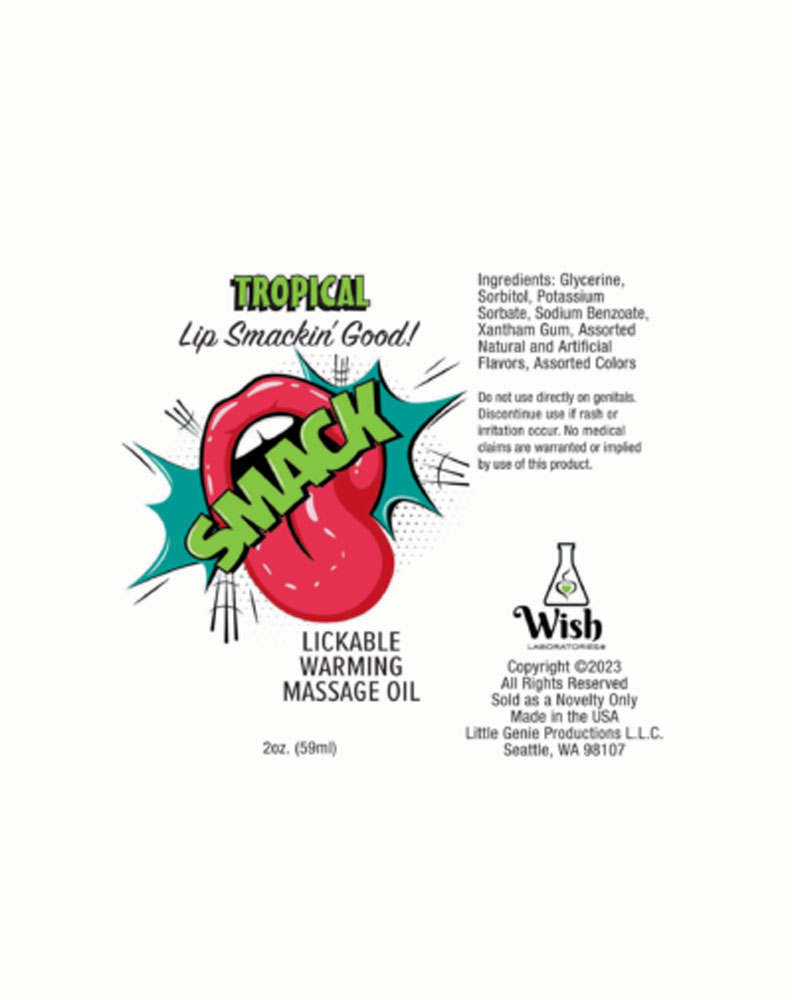 Little Genie - Smack Lickable Massage Oil Tropical 2 oz. - Lubricants, Creams & Glides - Liquid