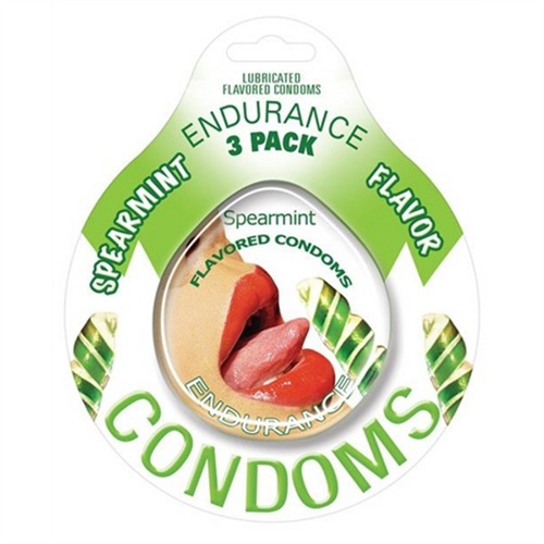 Hott Products - Endurance Condoms - Spearmint - 3 Pack - Condoms