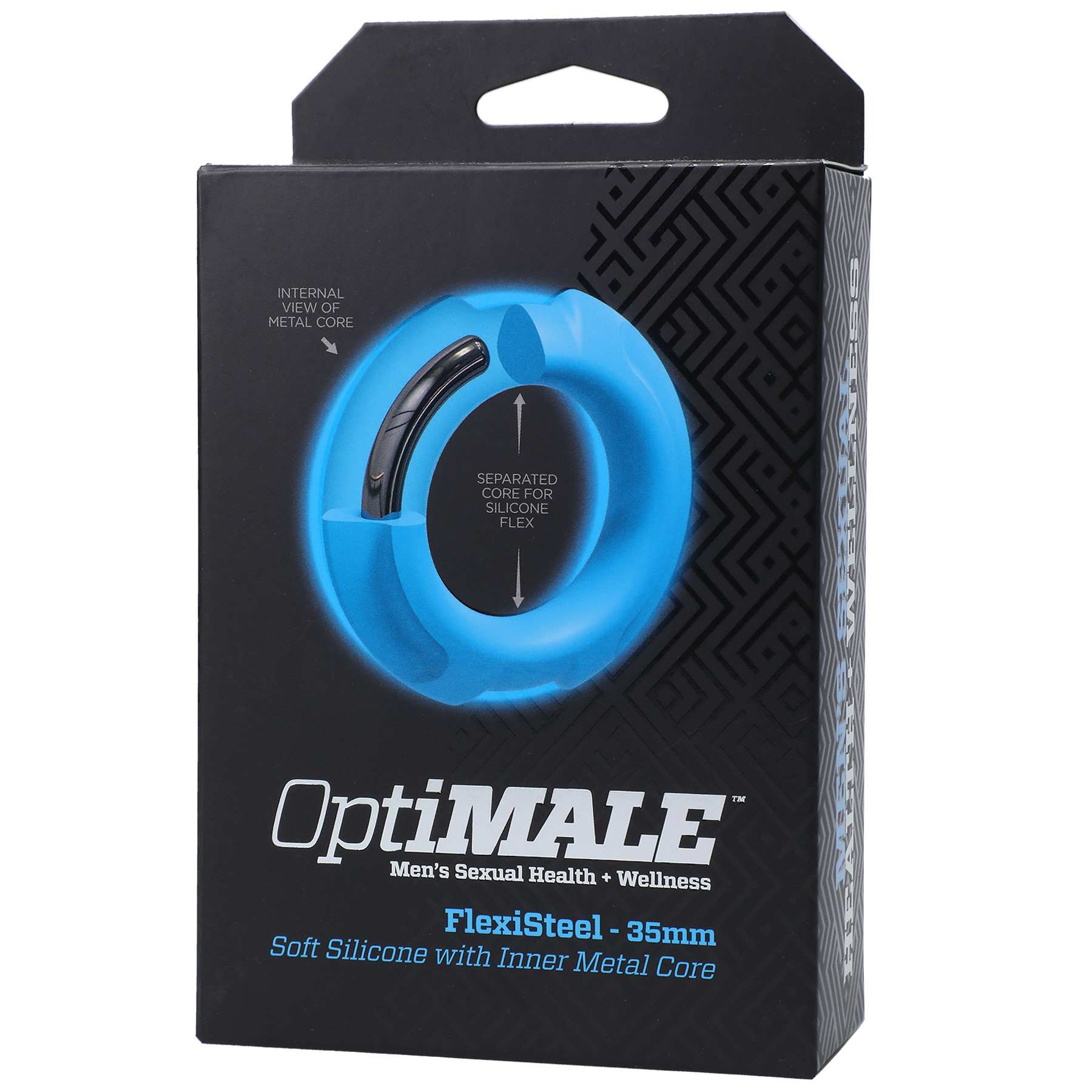 Doc Johnson OptiMALE FlexiSteel Silicone, Metal Core Cock Ring 35 mm Blue