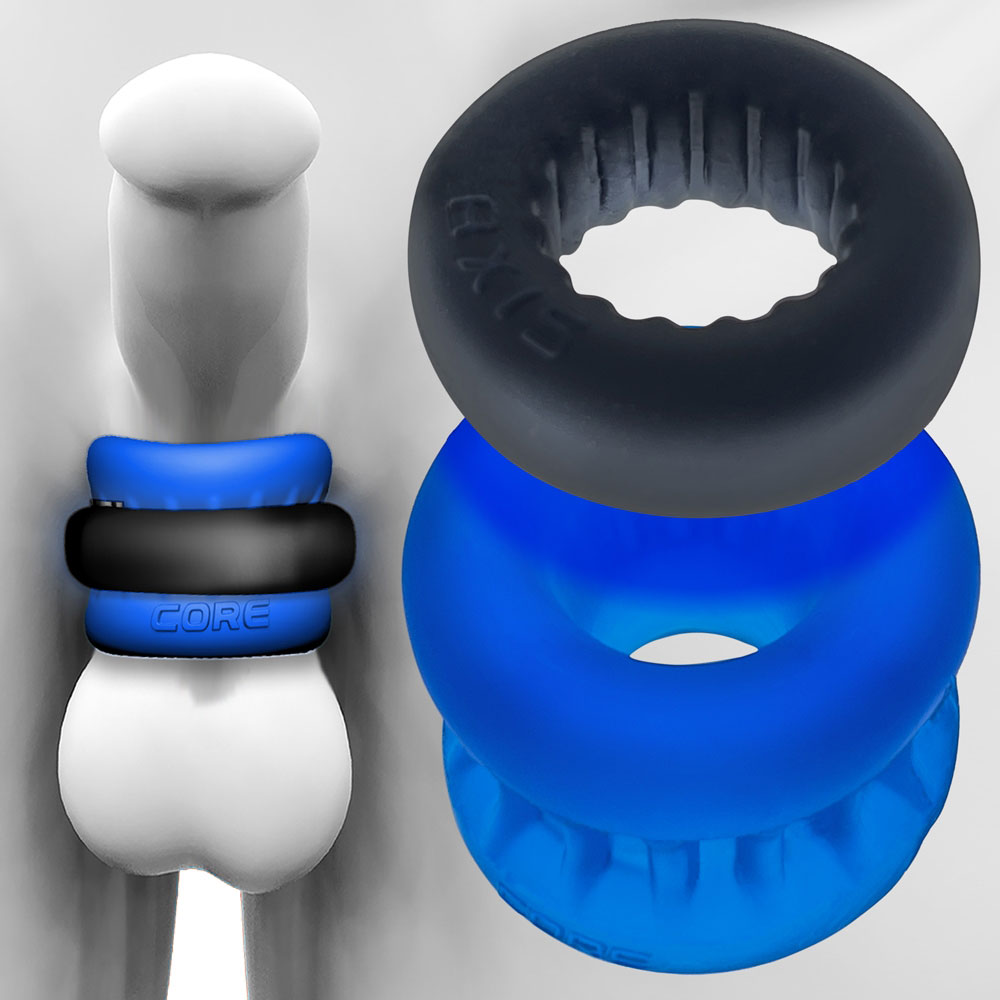 Oxballs - Oxballs Ultracore Core Ballstretcher With Axis Ring Blue Ice - Cockrings - TPE/TPR/Elastomers