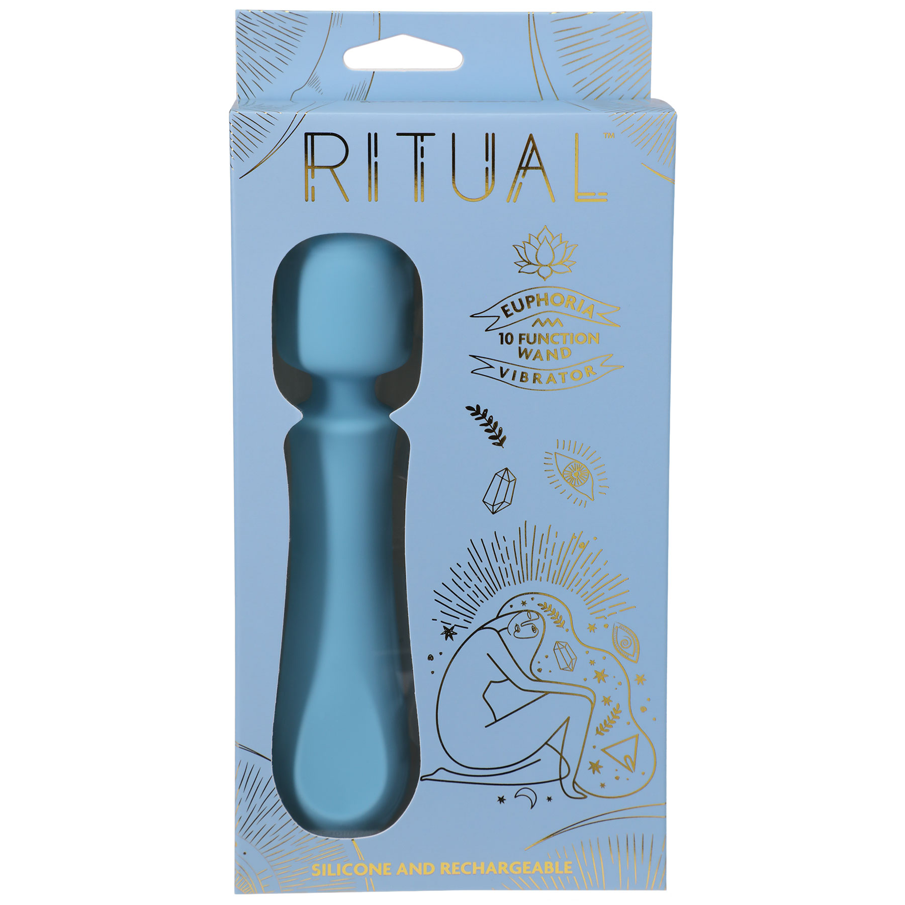 Doc Johnson - RITUAL Euphoria Rechargeable Silicone Wand Vibrator Blue - Vibrators - Silicone