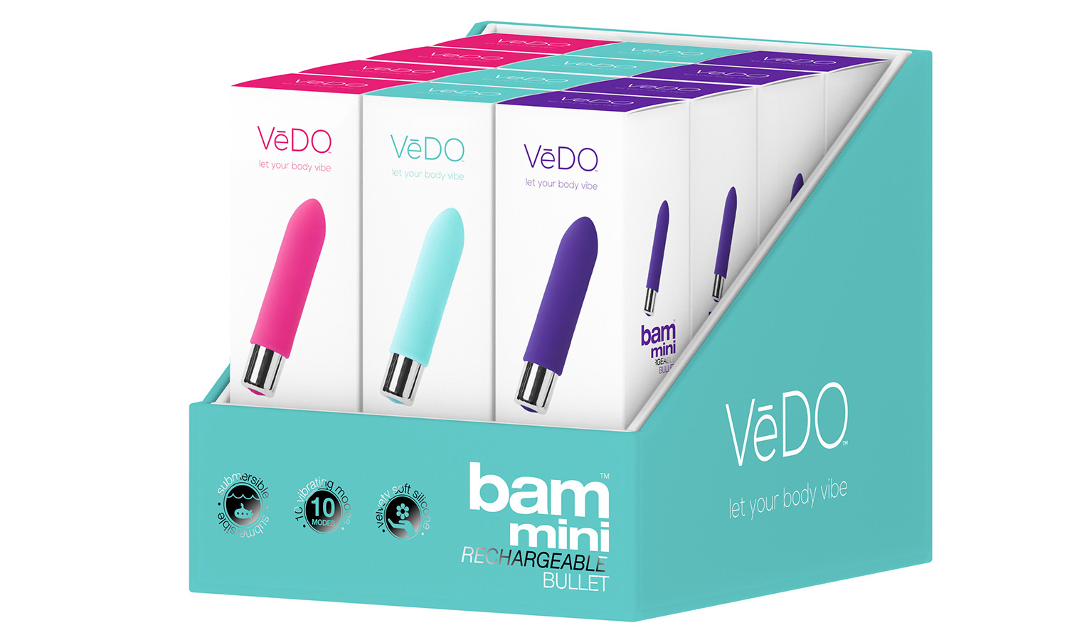 VeDO - Bam Mini Bullet - Assorted 12 Pc Display - Clit Stimulators
