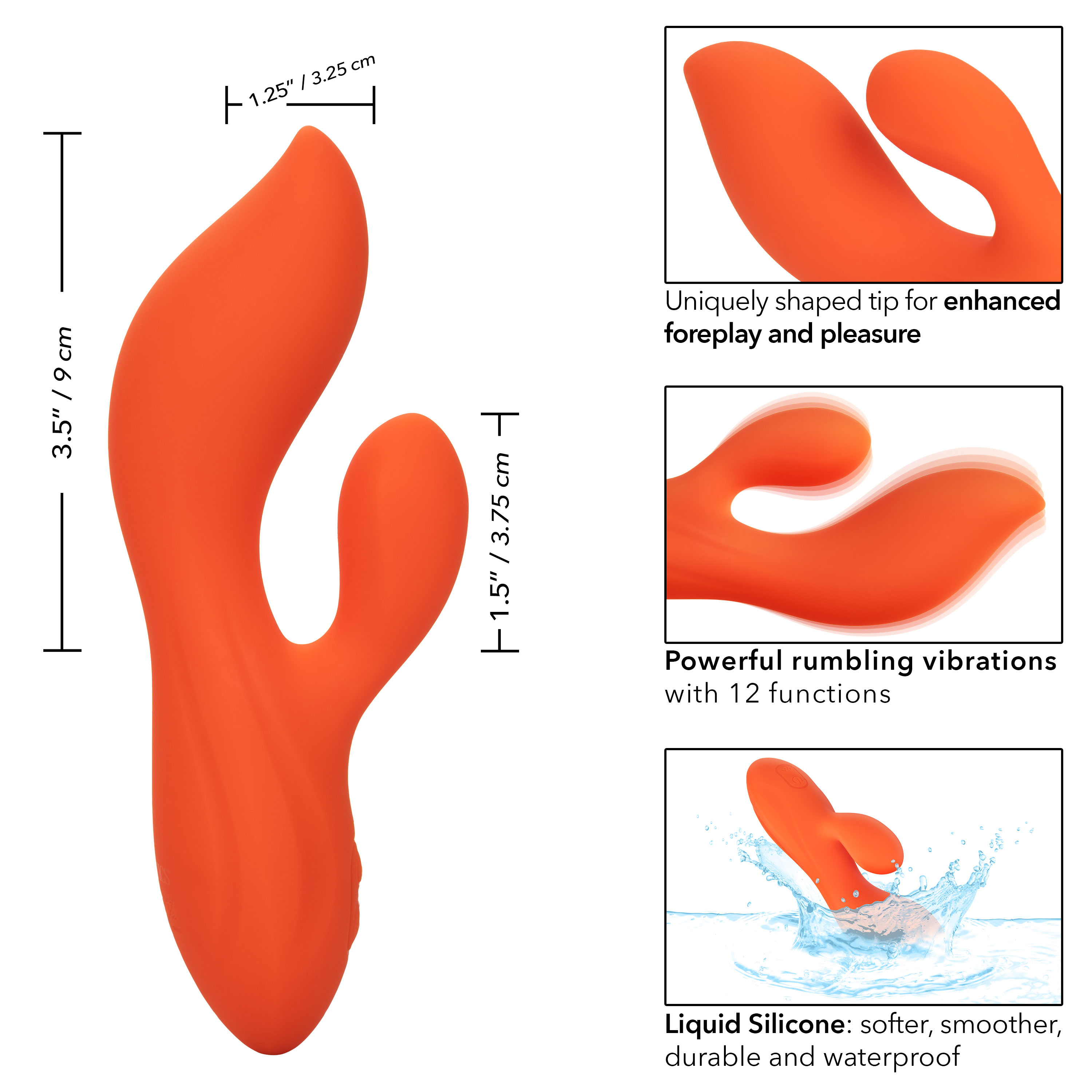 CalExotics - Stella Liquid Silicone Dual Teaser - Orange - Vibrators