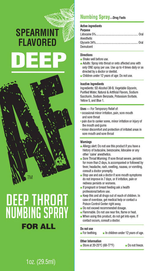 Little Genie - Deep Af - Spearmint Flavored Deep Throat Spray - 1 Oz - Lubricants, Creams & Glides