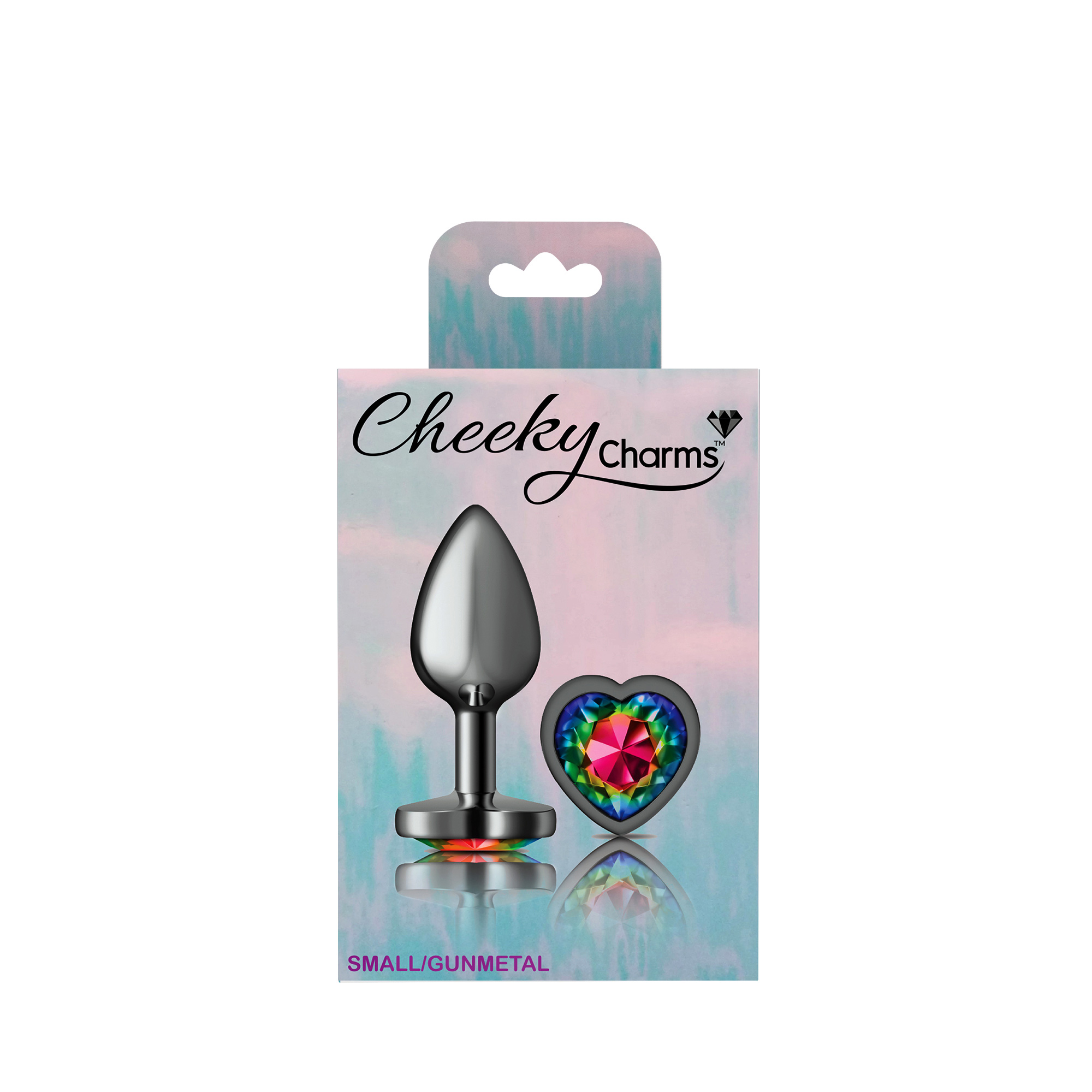 Viben - Rainbow Heart Gem Gunmetal Metal Plug - Sm - Anal Toys & Stimulators