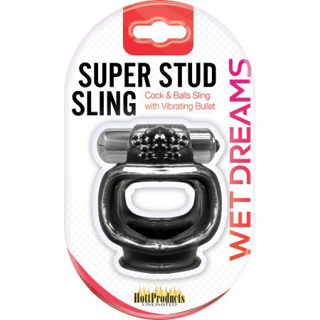 Hott Products - Wet Dreams Super Stud Sling - Black - Cockrings