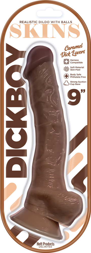 Hott Products - Dickboy - Skins - Dildo With Balls - 9 Inch - Caramel Dick Lovers - Dildos