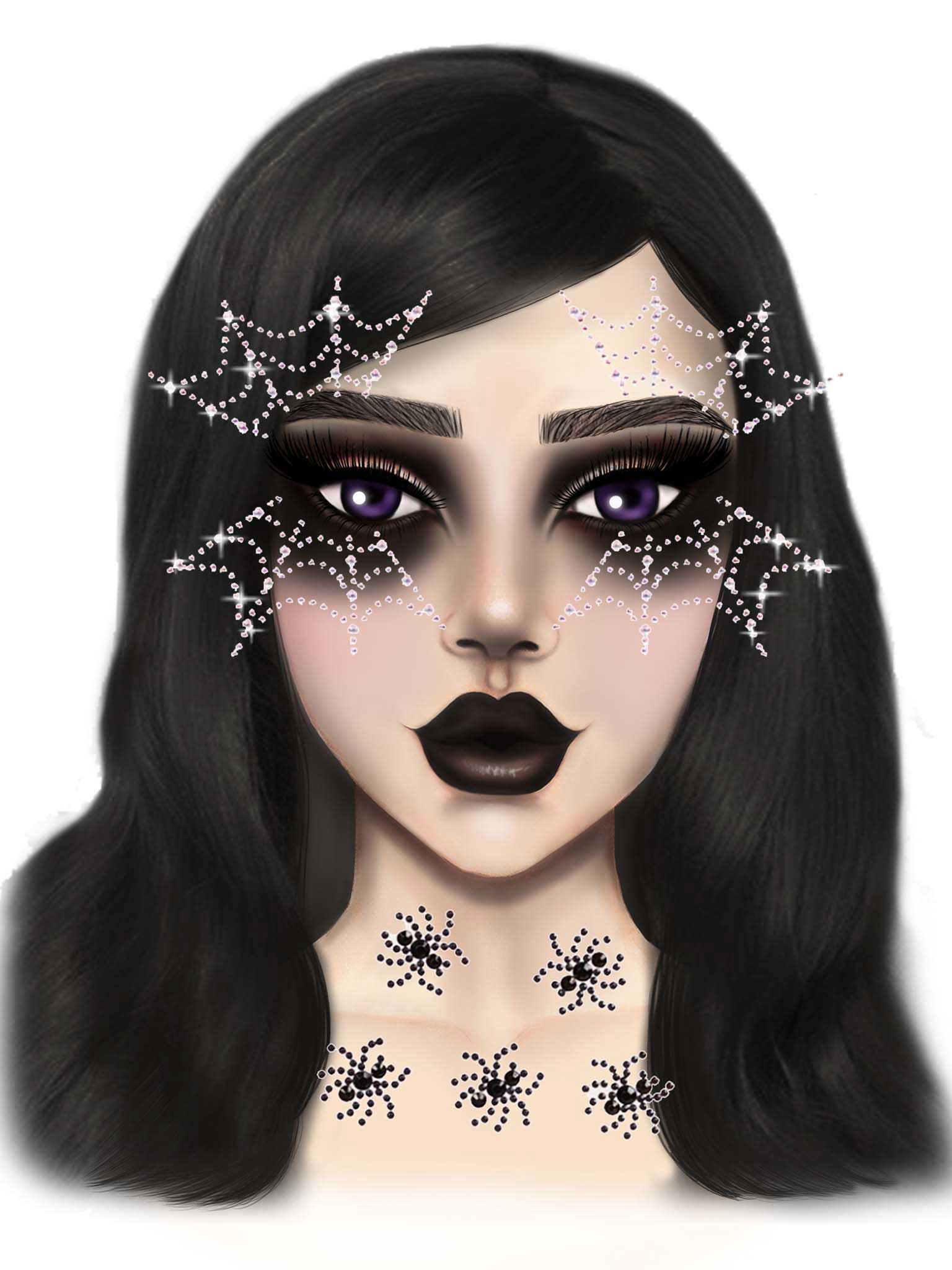 Leg Avenue - Spider Web Face Jewels Sticker - Body Jewelry (Non Piercing)