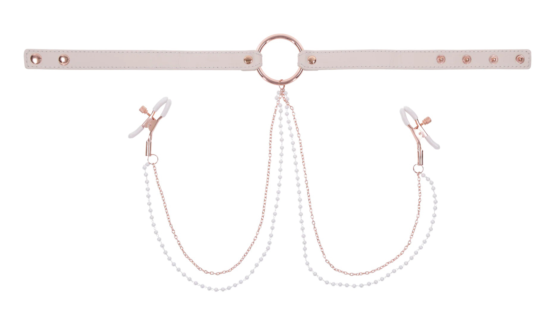 Sportsheets - Peaches ‘N Creame Collar With Nipple Clamps - Pink - Bondage & Fetish Toys