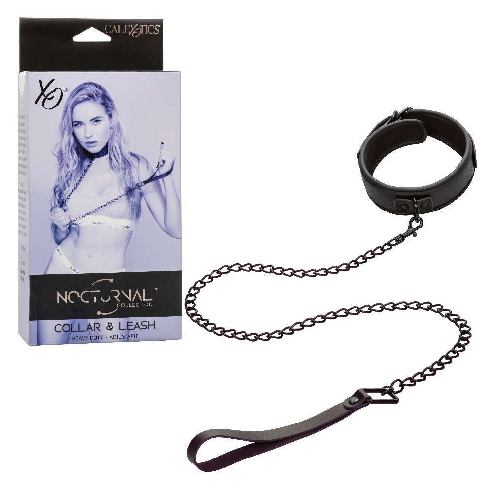 CalExotics - Nocturnal Collection Collar and Leash - Black - Bondage & Fetish Toys