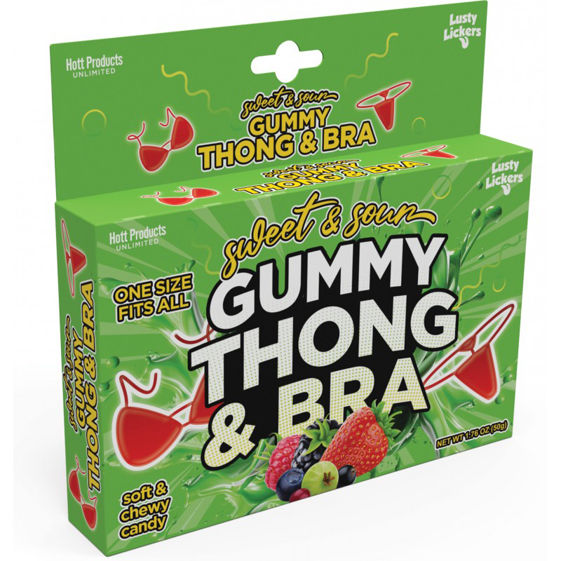 Hott Products - Sweet and Sour Gummy Thong and Bra - Bachelor & Bachelorette Items