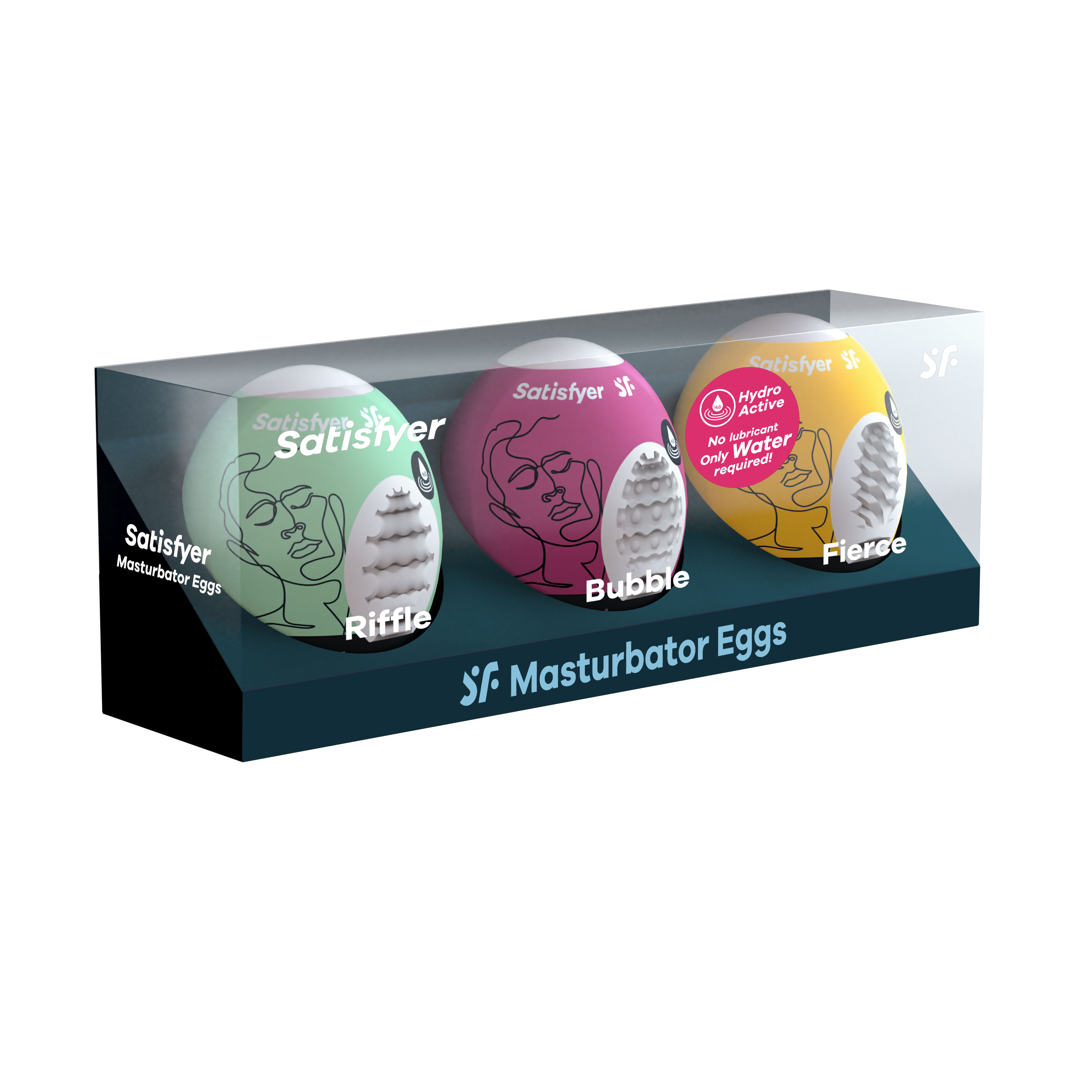 Satisfyer - 3 Pc Set Masturbator Egg - Riffle - Bubble - Fierce - Masturbation Aids for Males
