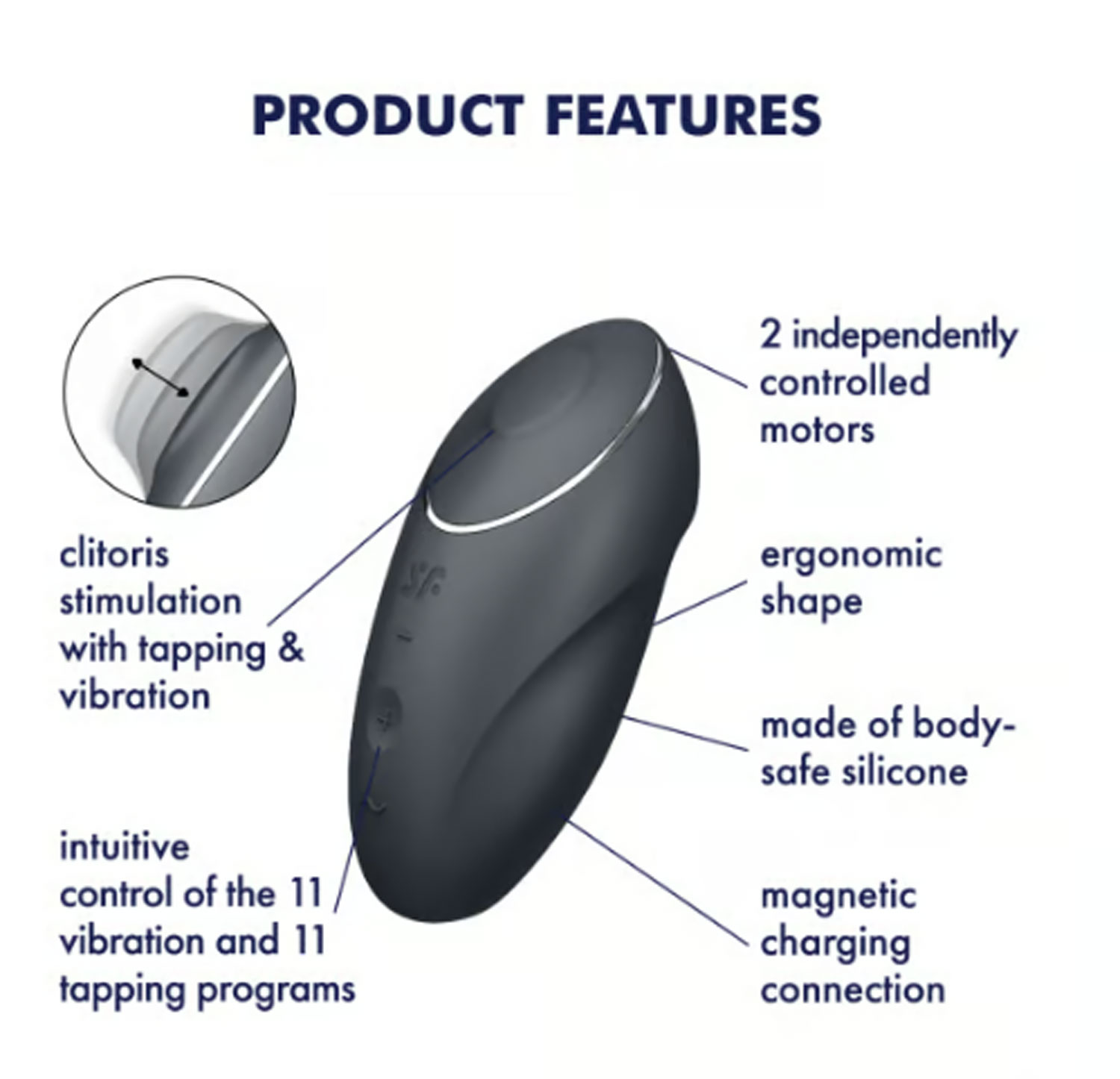Satisfyer - Satisfyer Tap and Climax 1 Vibrator - Grey - Clit Stimulators