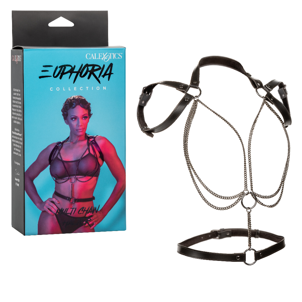 CalExotics - Euphoria Collection Multi Chain Halter - Black - Bondage & Fetish Toys