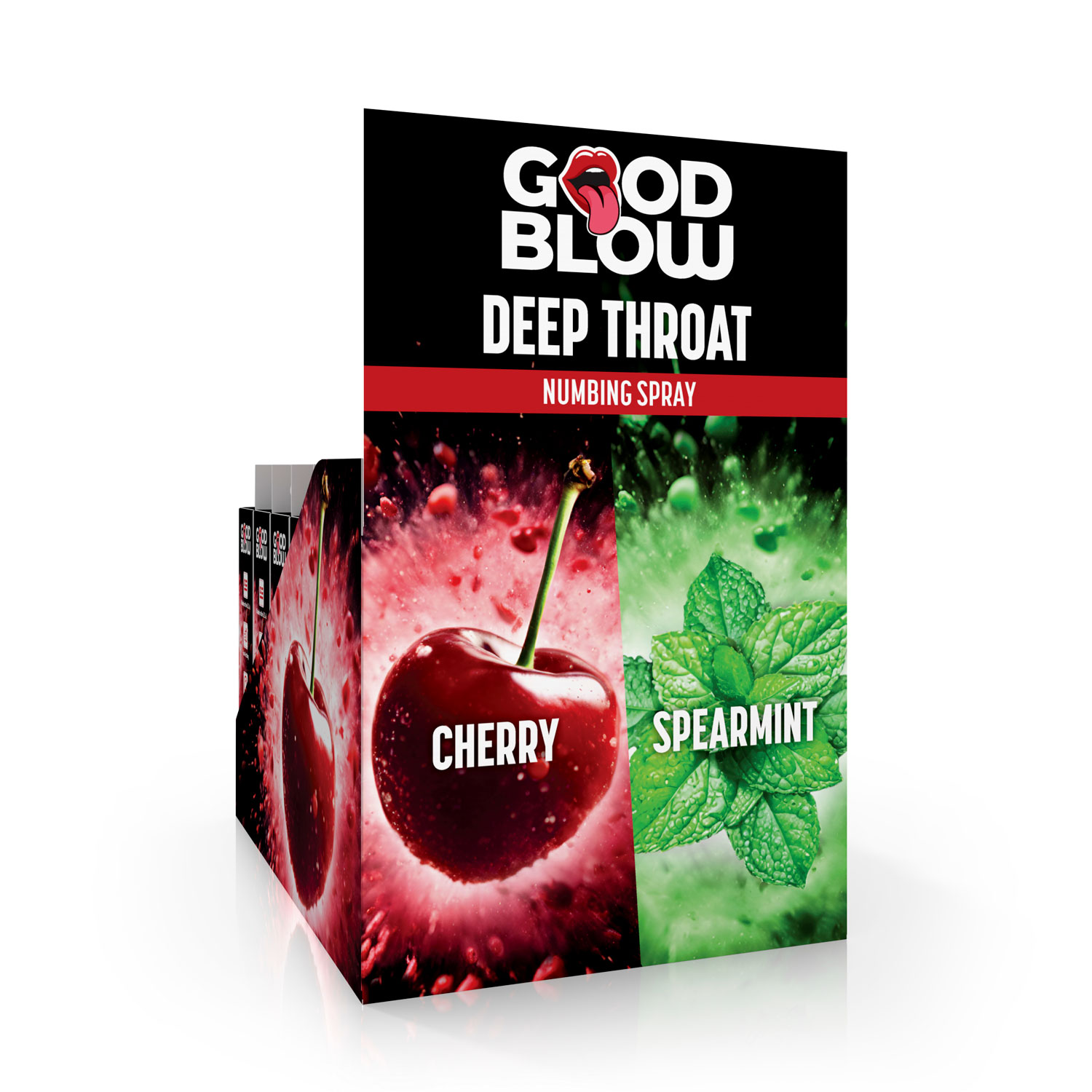 XR Brands - Deep Throat Numbing Spray Pop Display - Cherry/spearmint 24 Pcs - Displays-Bowls & Wall Displays