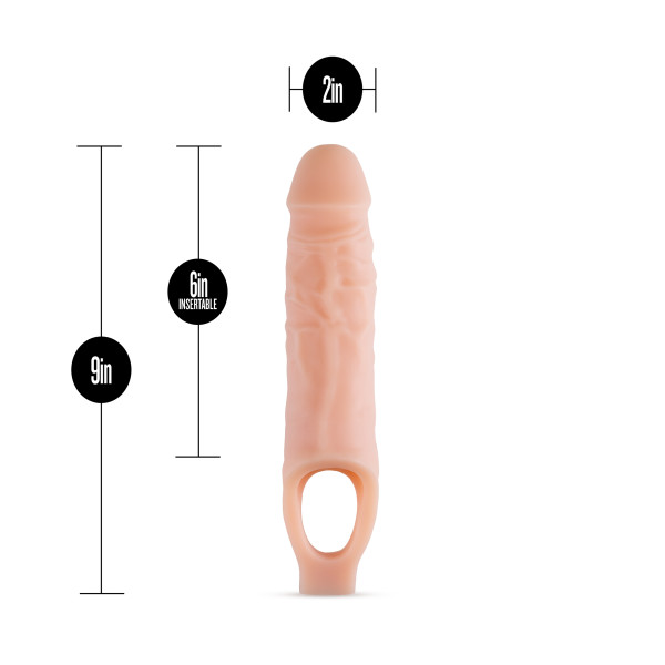 Blush - Performance Plus 9 in. Silicone Cock Sheath Penis Extender Sling Beige - Penis Extension & Sleeves - Silicone
