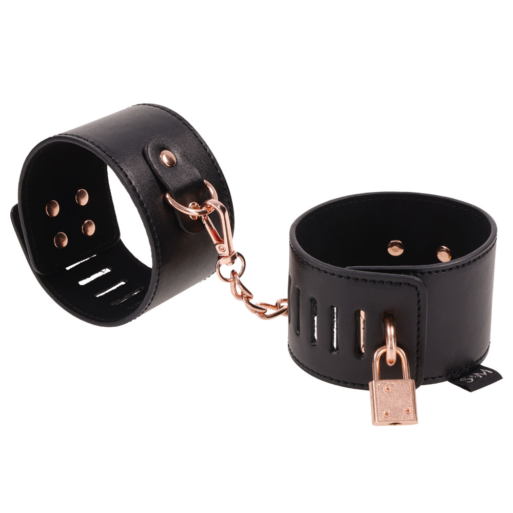 Sportsheets - Brat Locking Cuffs - Black - Bondage & Fetish Toys