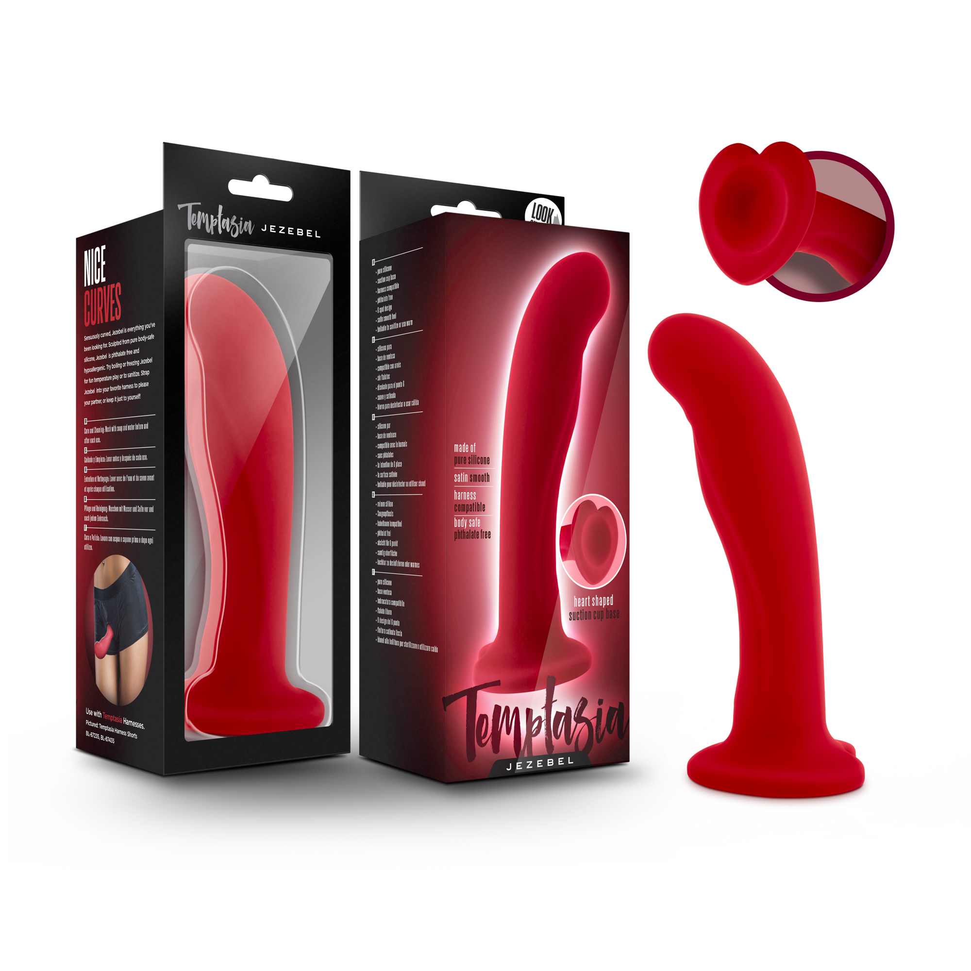Blush - Temptasia Jezebel 6 in. Curved Silicone Dildo with Heart-Shaped Suction Cup Crimson - Dildos - Silicone