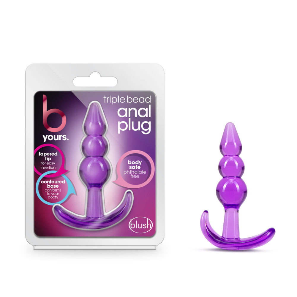 Blush - B Yours - Triple Bead Anal Plug - Purple - Anal Toys & Stimulators