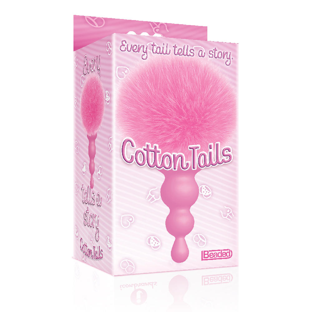 Icon Brands - The 9''s Cottontails Silicone Bunny Tail Butt Plug Beaded Pink - Anal Toys & Stimulators - Silicone