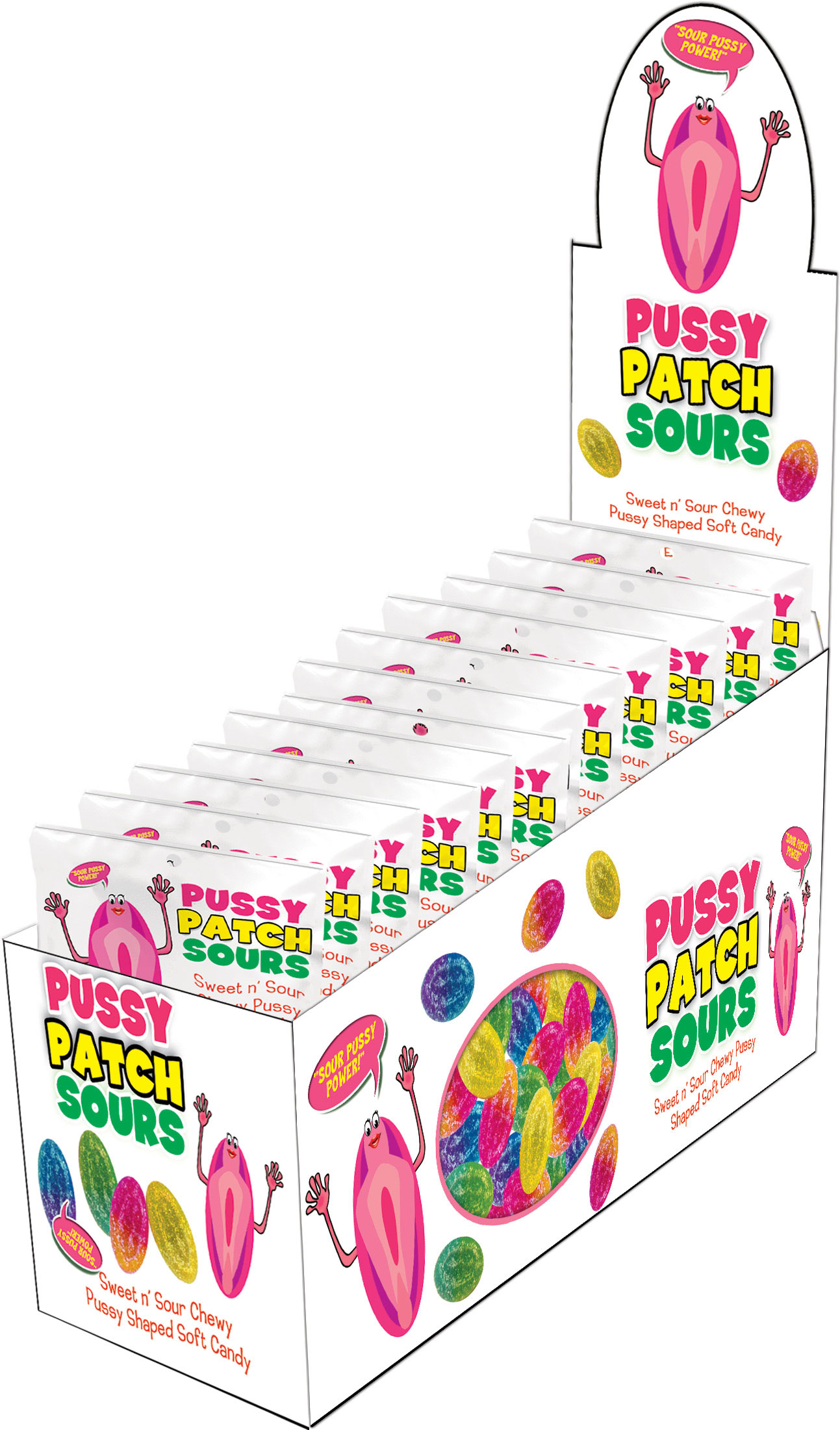 Hott Products - Pussy Patch Sours - 12 Piece Display - Bachelor & Bachelorette Items