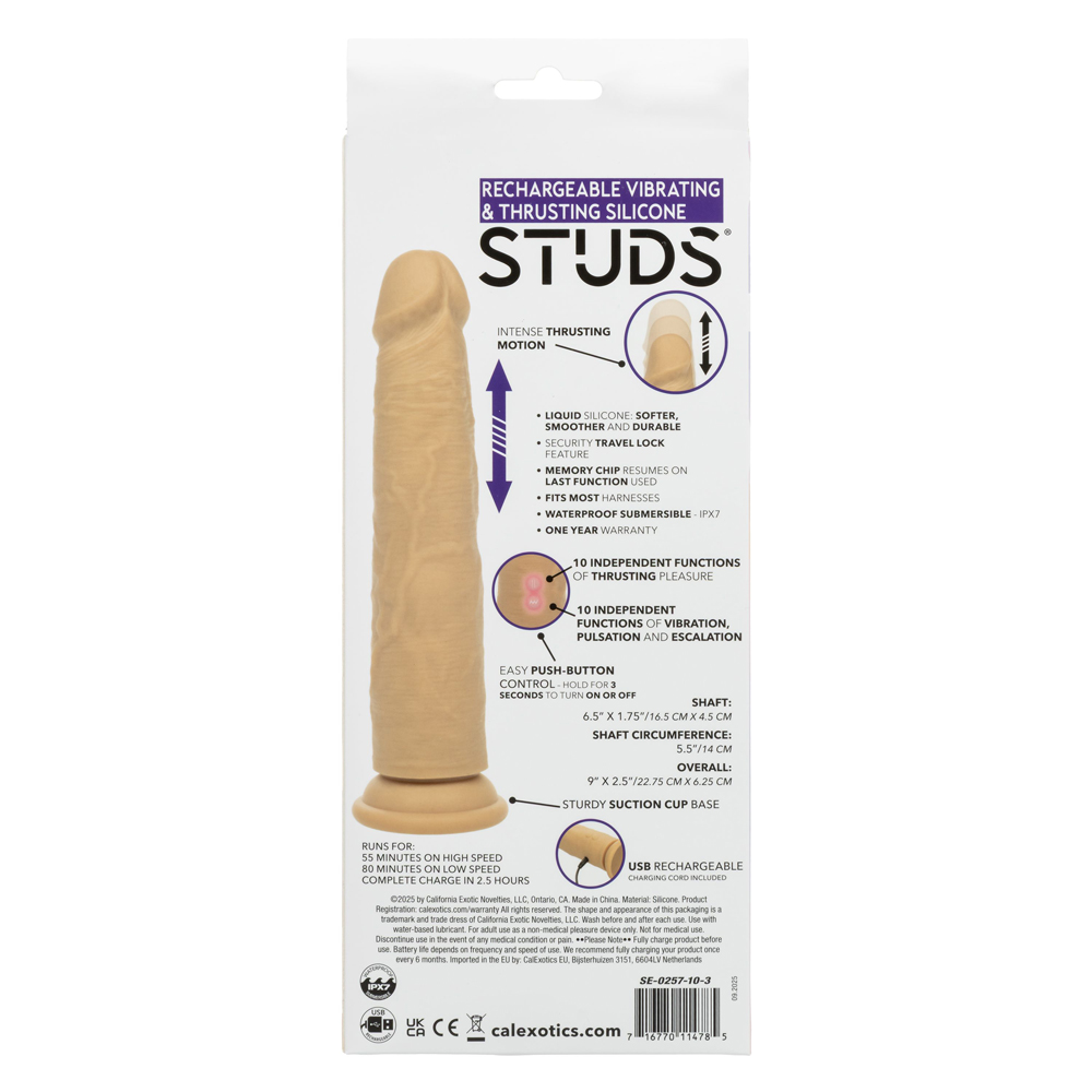 CalExotics - Rechargeable Vibrating and Thrusting Silicone Studs - Ivory - Dildos & Dongs