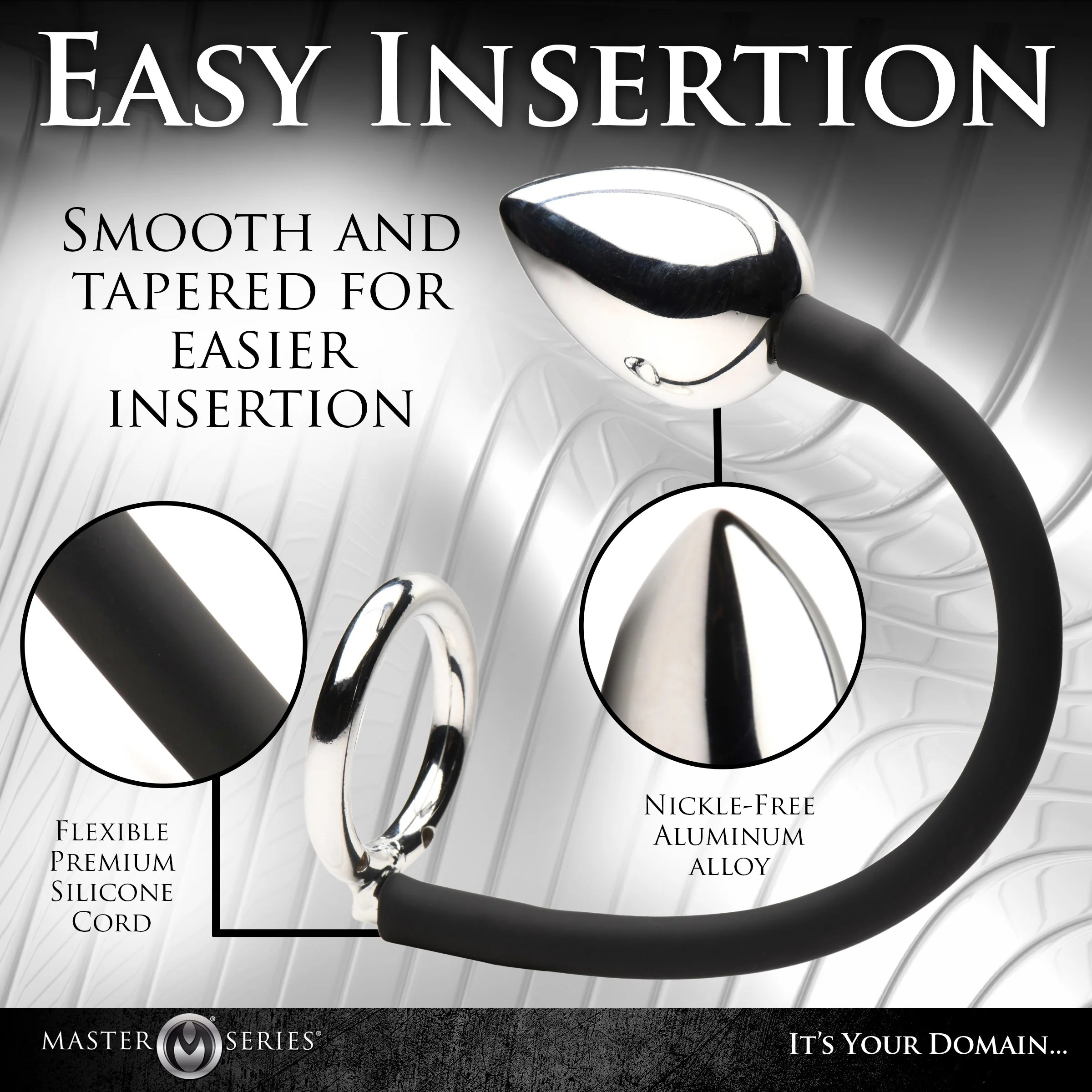 XR Brands - Tug Plus Plug Cock and Ball Ring With Anal Plug - Black - Anal Toys & Stimulators - Metal