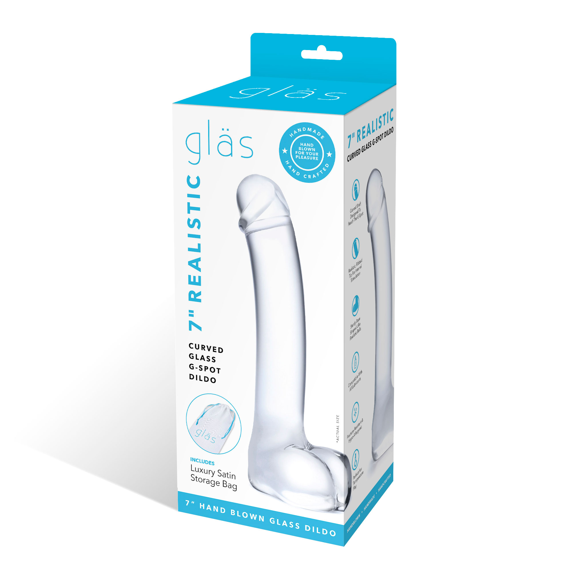 Electric Eel - Glas 7 in. Realistic Curved Glass G-Spot Dildo - Dildos - Glass