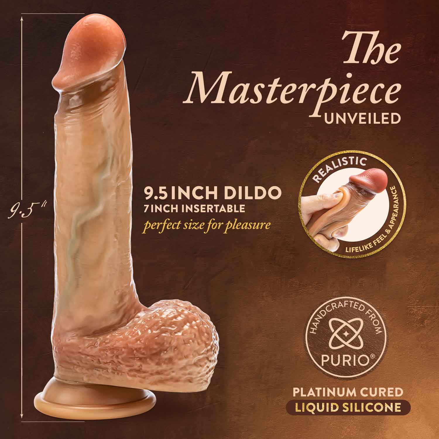 Blush - Renaissance - Raphael - 9.5 Inch Sliding Foreskin Dildo With Squeezable Balls - Tan - Dildos & Dongs