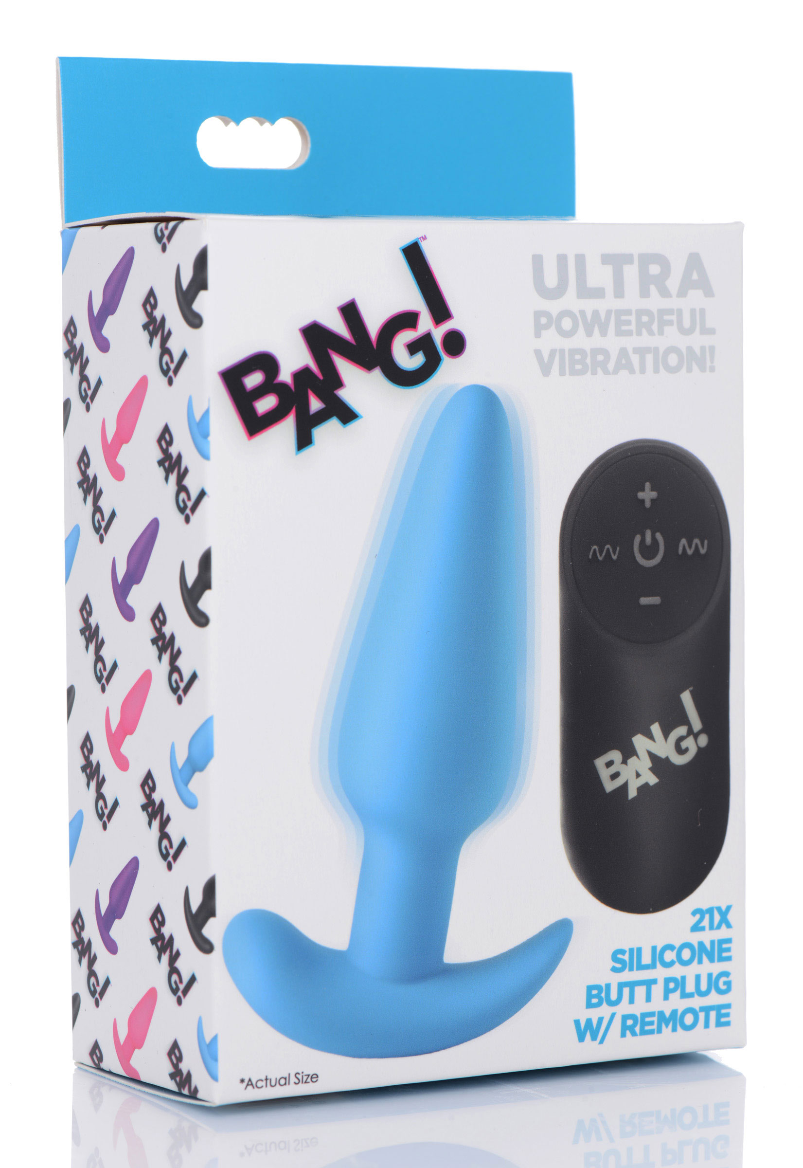 XR Brands - 21x Silicone Butt Plug With Remote - Blue - Anal Toys & Stimulators